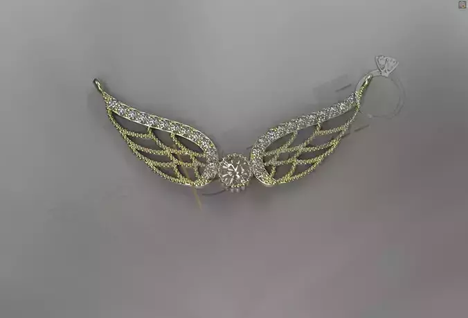 Angel wings pendant with gems 3d model