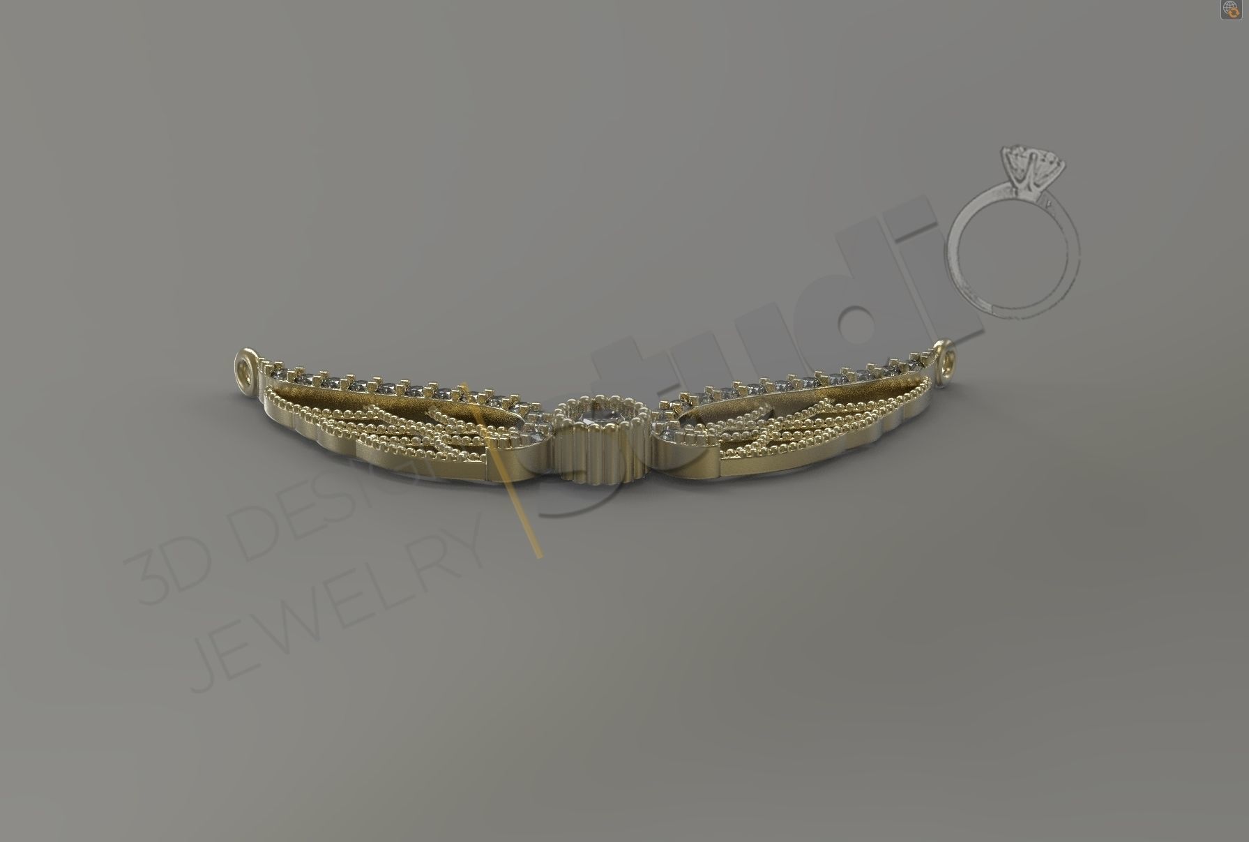 Angel wings pendant with gems 3d model 3D print model_2