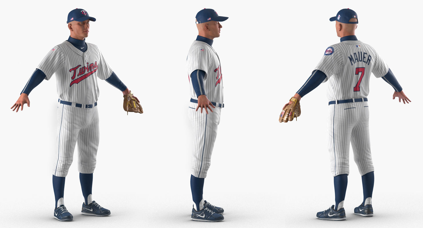 Baseball Player Rigged Twins for Maya 3D model_2