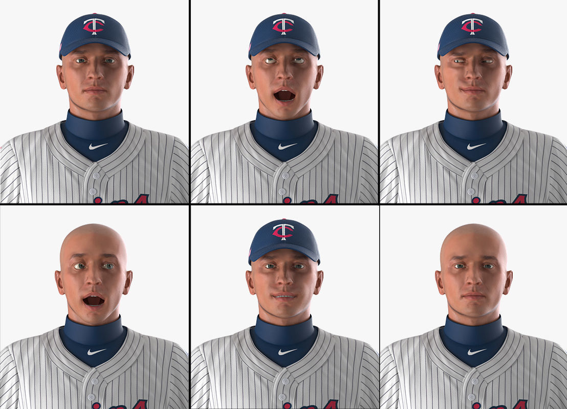 Baseball Player Rigged Twins for Maya 3D model_5