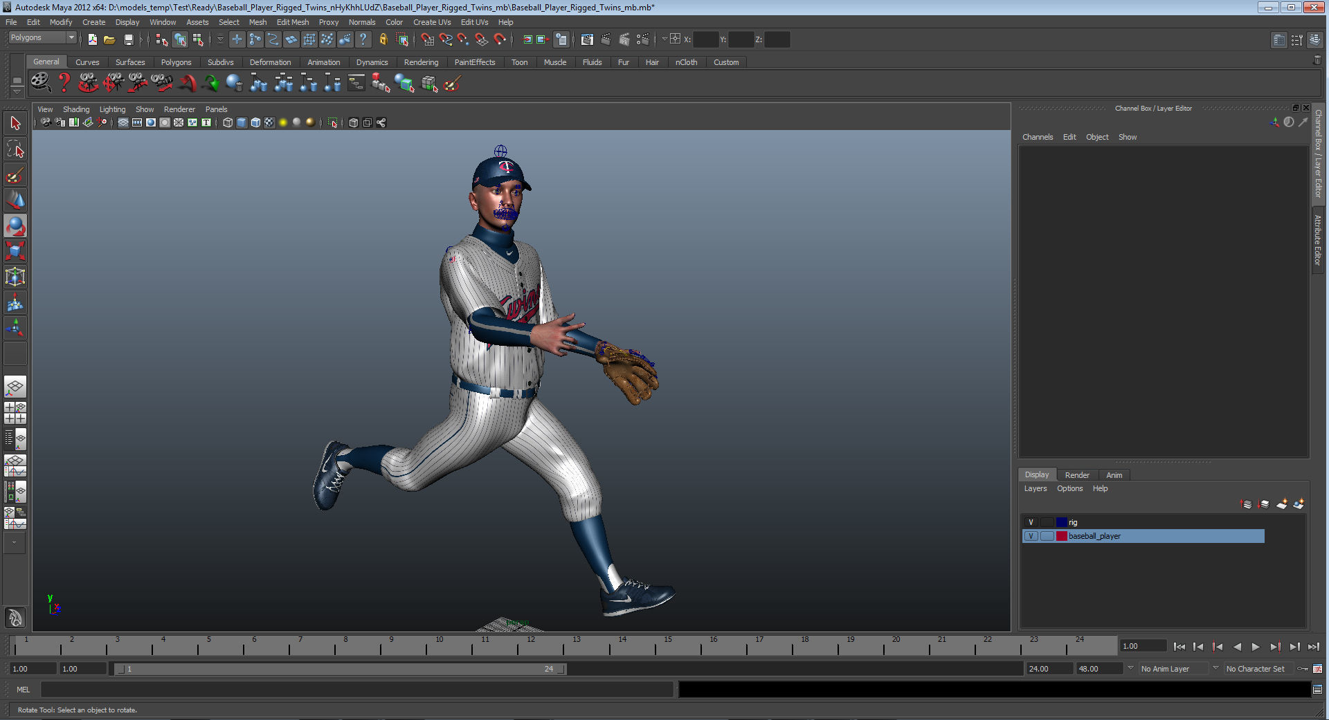 Baseball Player Rigged Twins for Maya 3D model_18