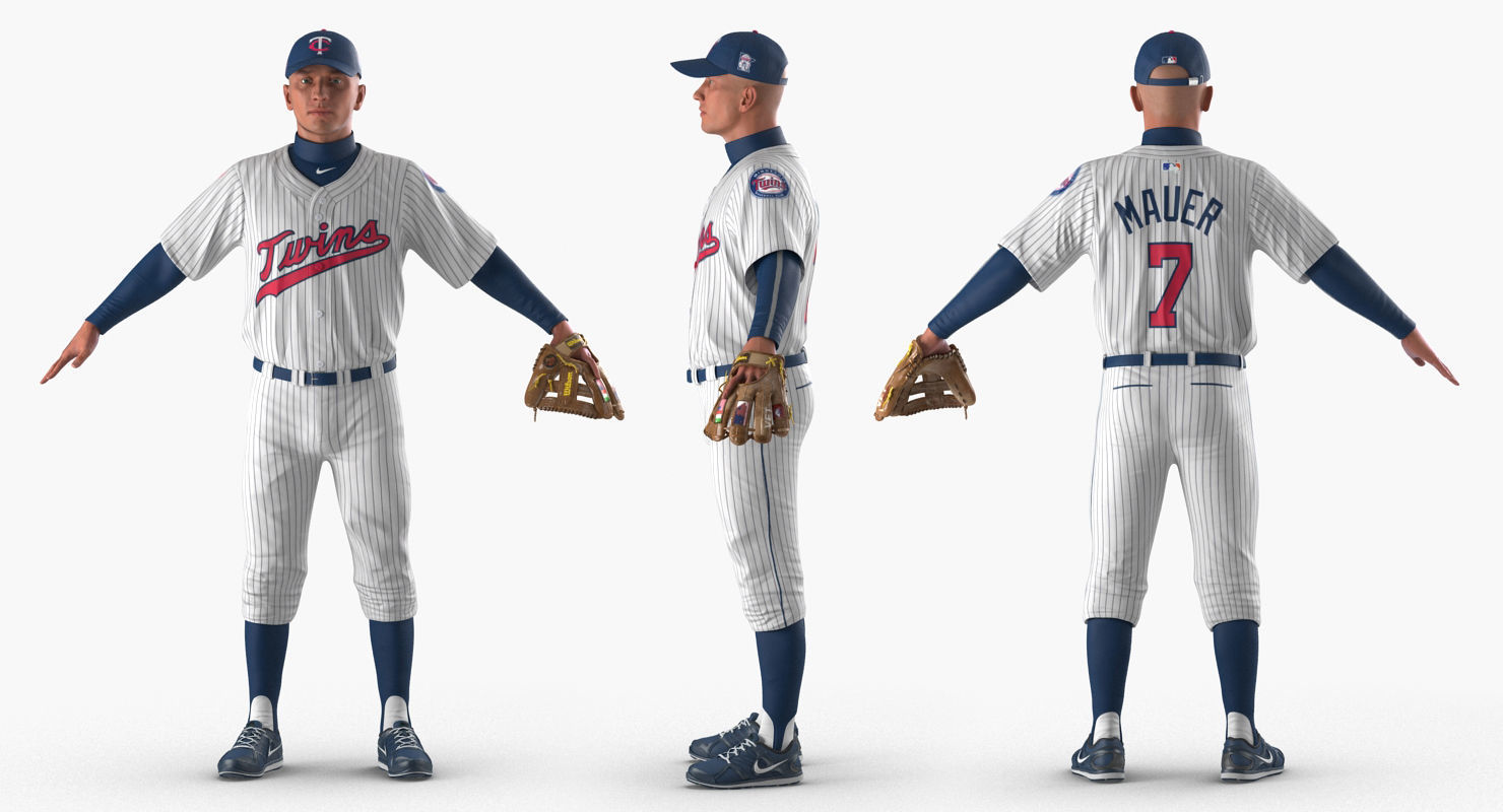 Baseball Player Rigged Twins for Maya 3D model_1