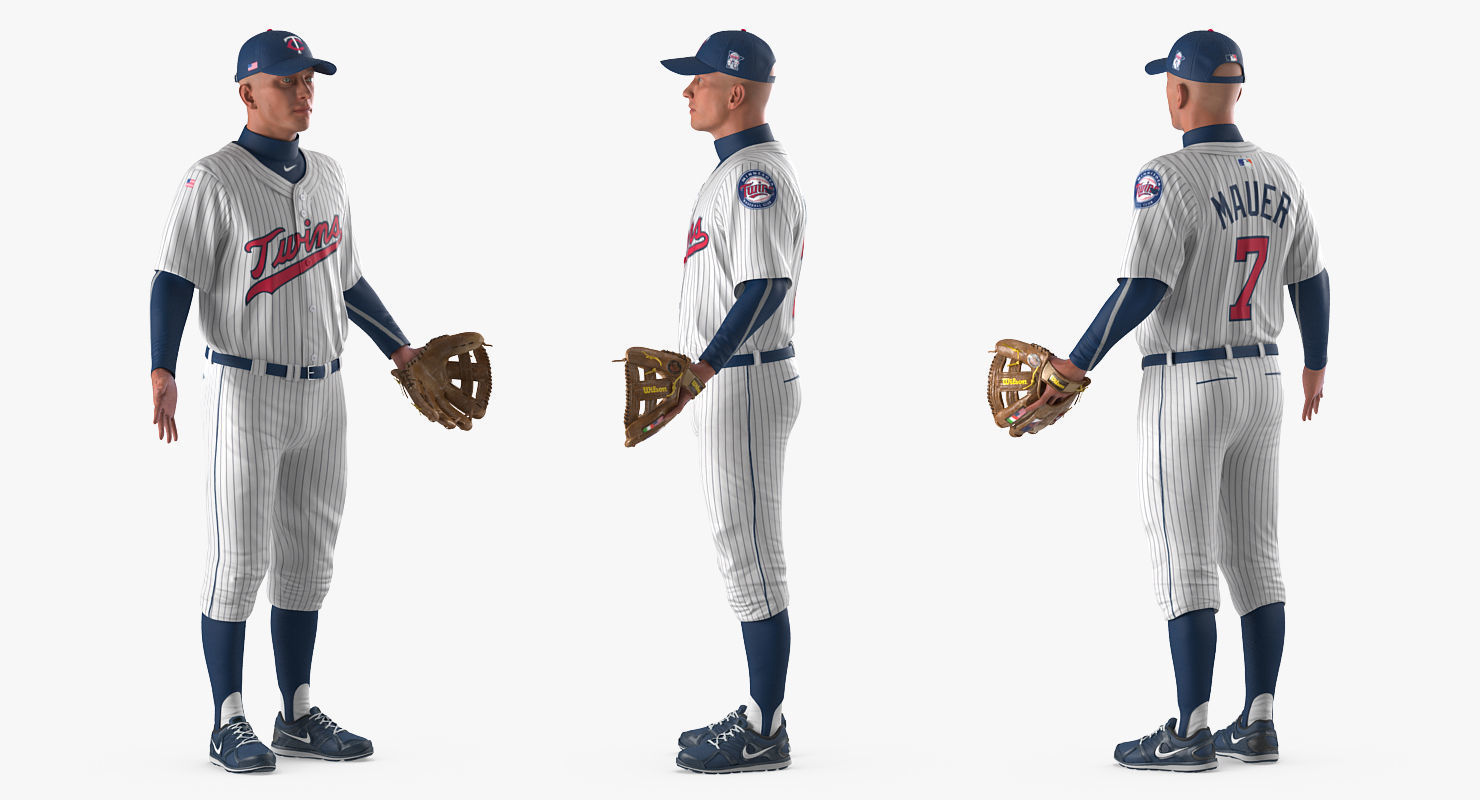 Baseball Player Rigged Twins for Maya 3D model_4