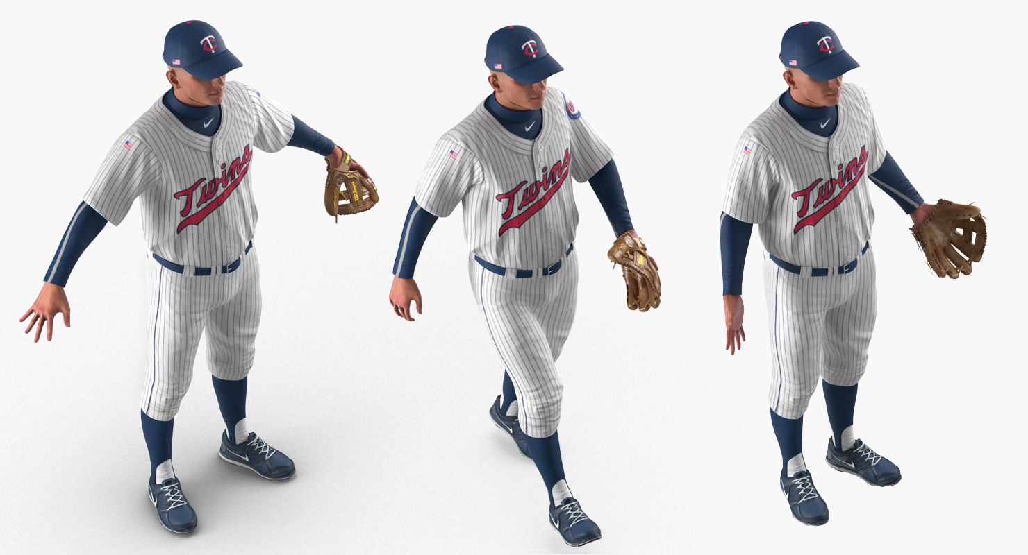 Baseball Player Rigged Twins for Maya 3D model_8