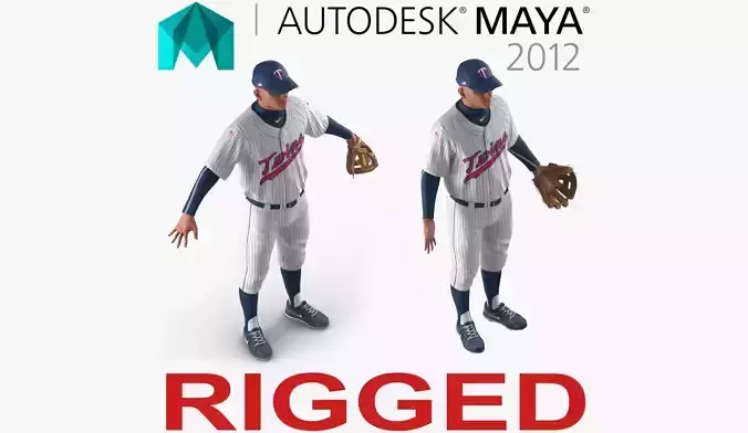 Baseball Player Rigged Twins for Maya 3D model