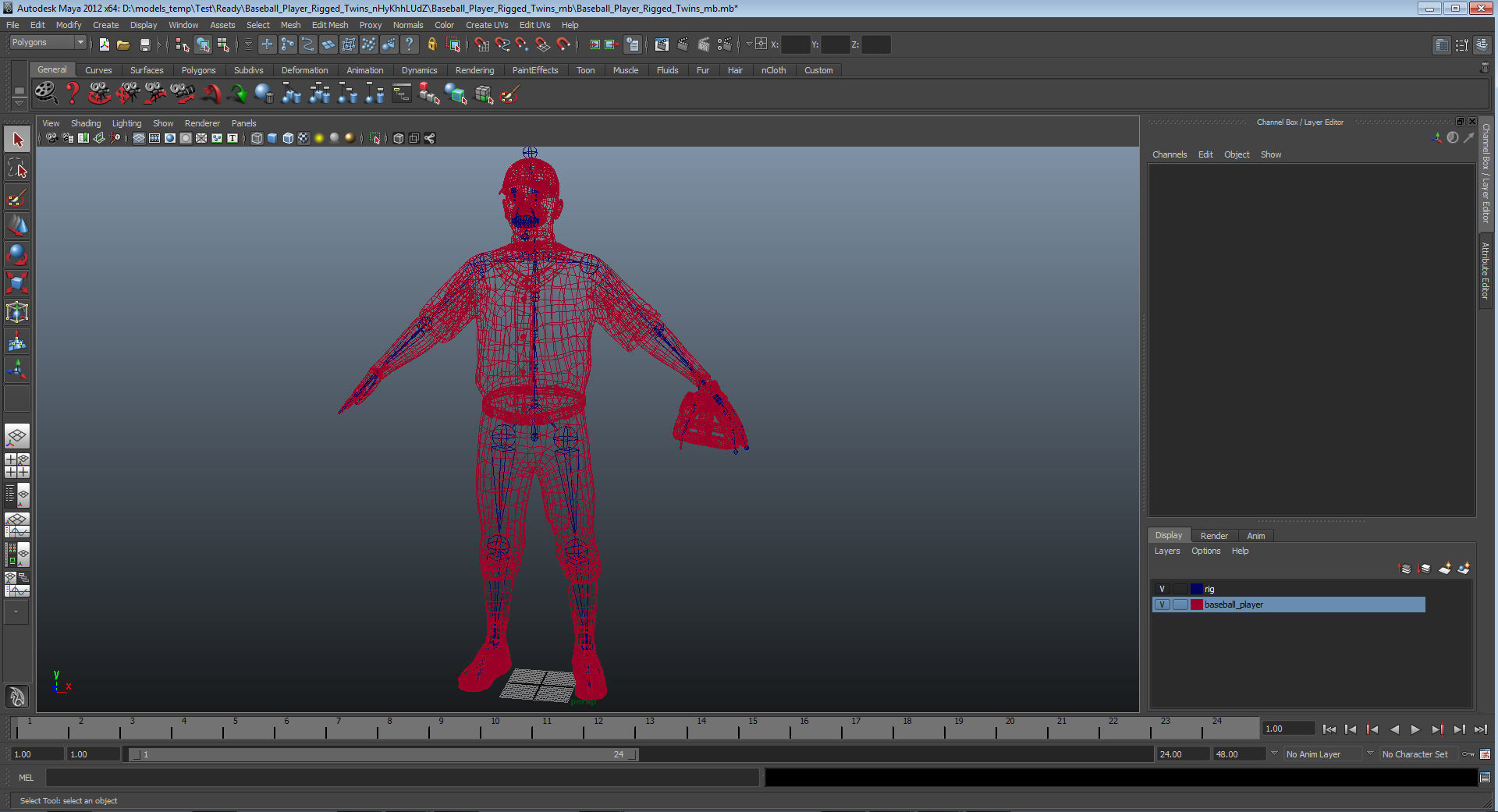 Baseball Player Rigged Twins for Maya 3D model_16