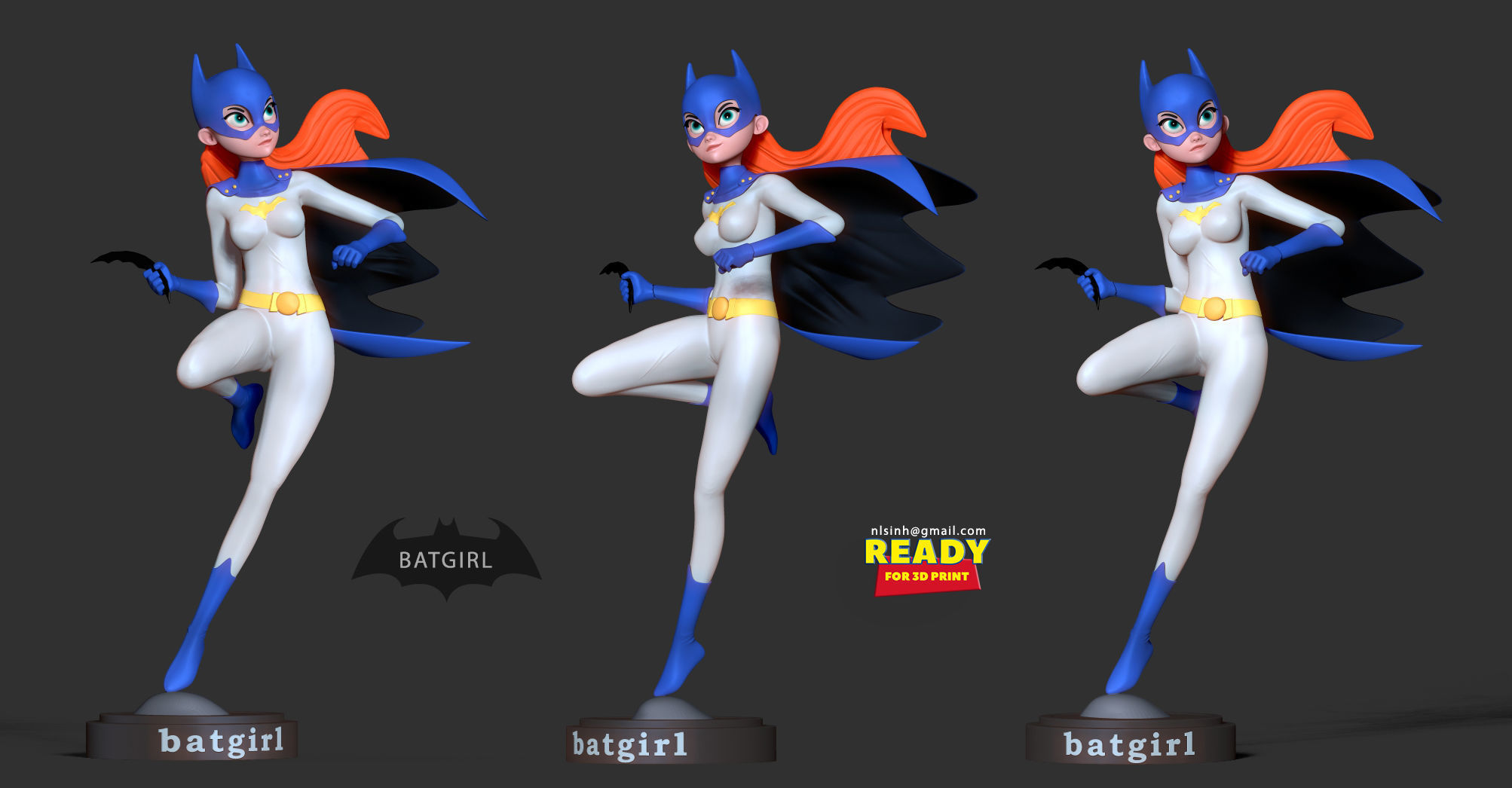 Batgirl stylized 3D print model_1