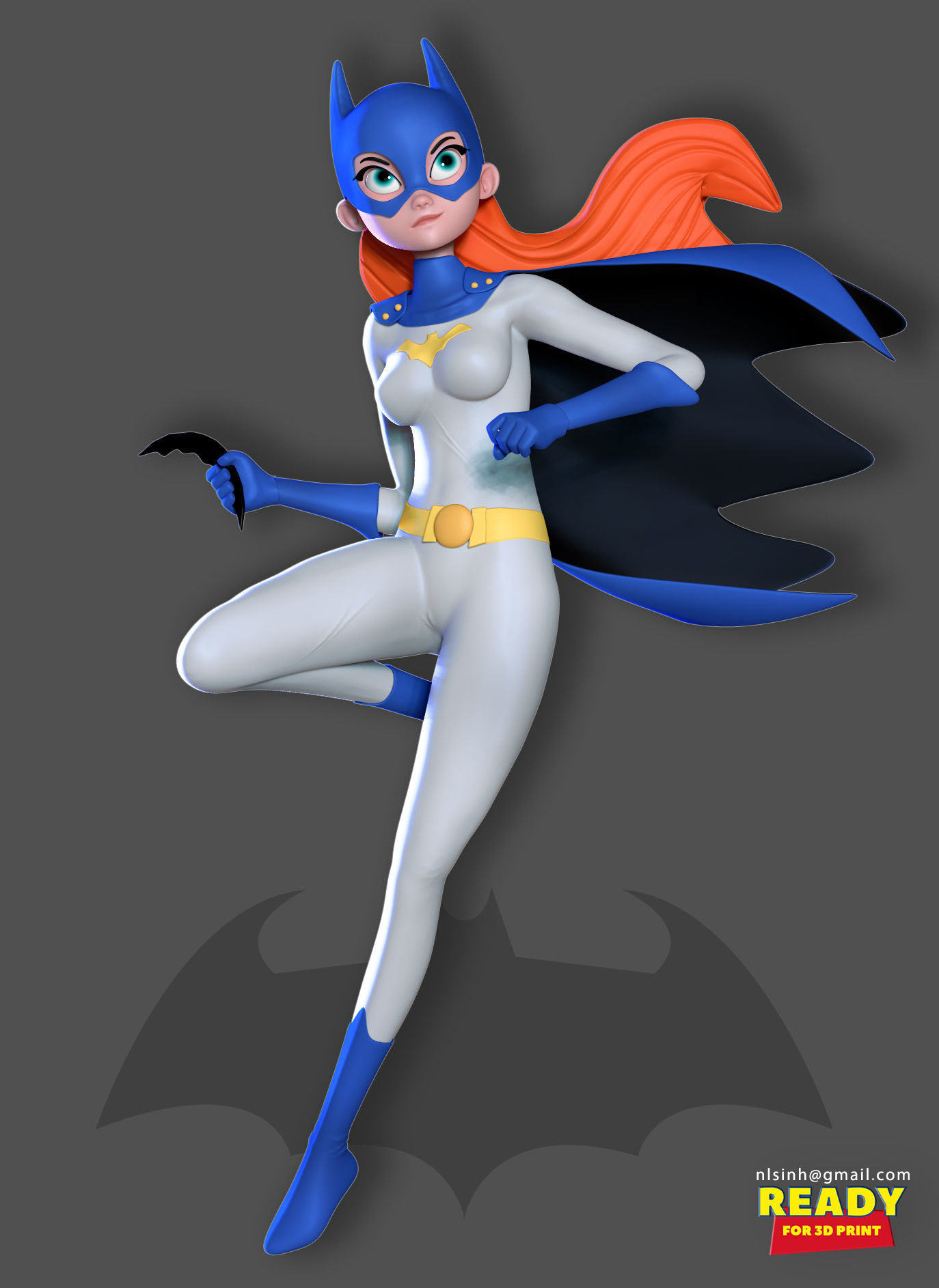 Batgirl stylized 3D print model_6