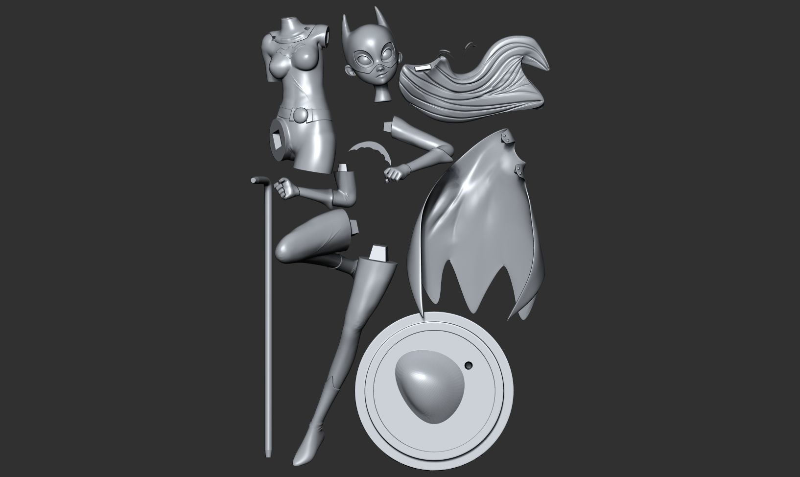Batgirl stylized 3D print model_4