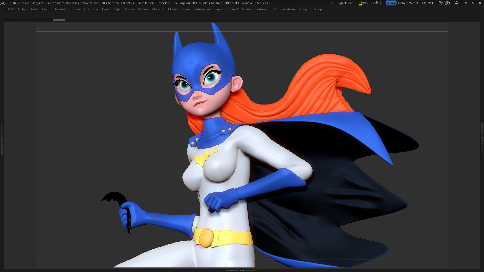 Batgirl stylized 3D print model_7