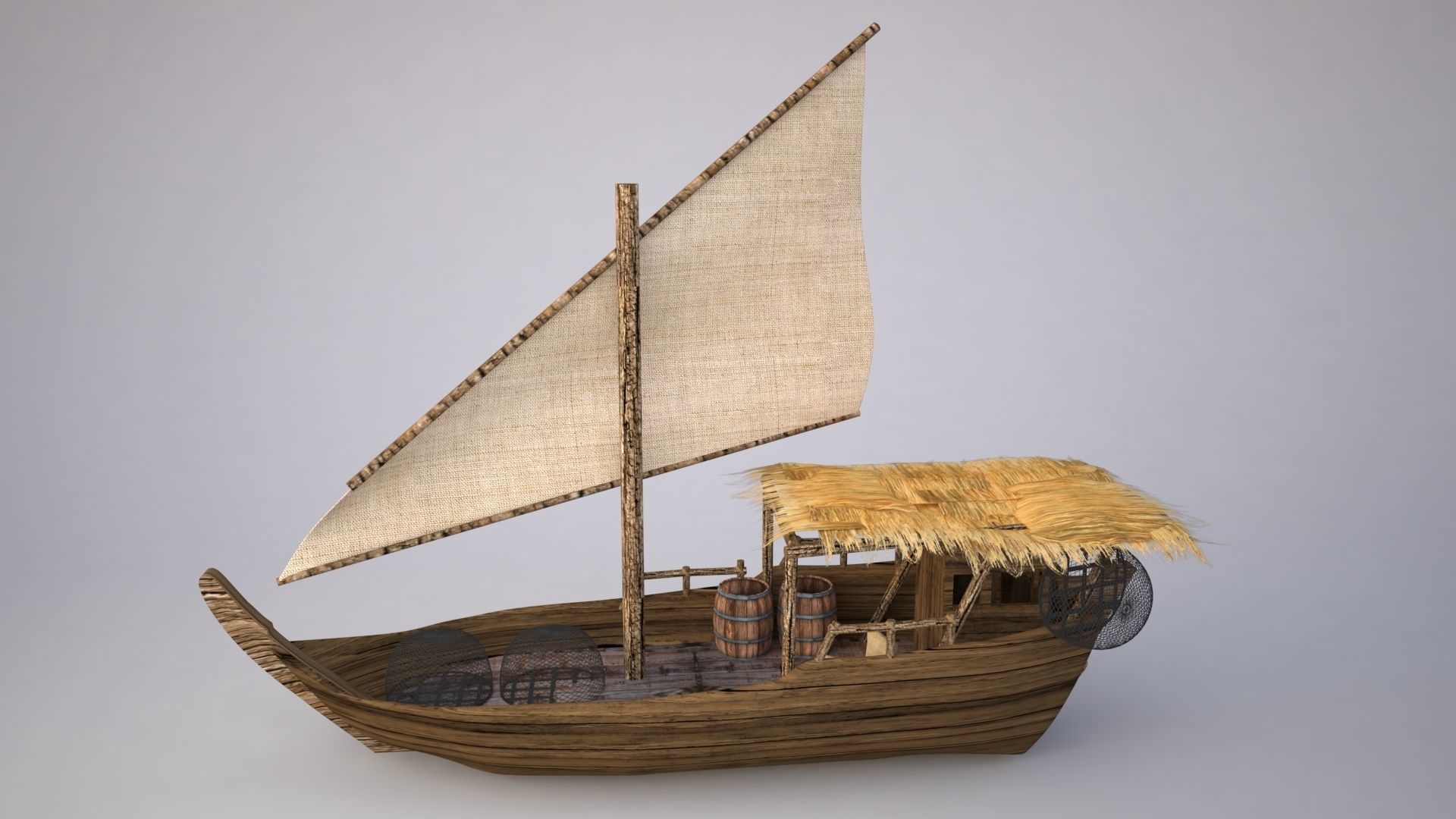 Arabic Dhow Boat 3D model_1