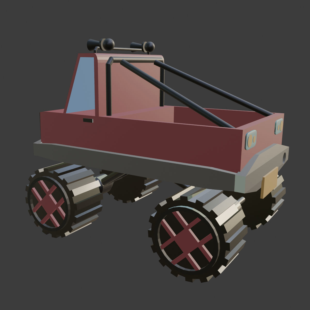 Low poly truck monster Low-poly 3D model_1