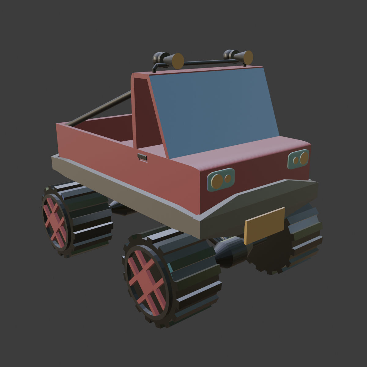 Low poly truck monster Low-poly 3D model_4