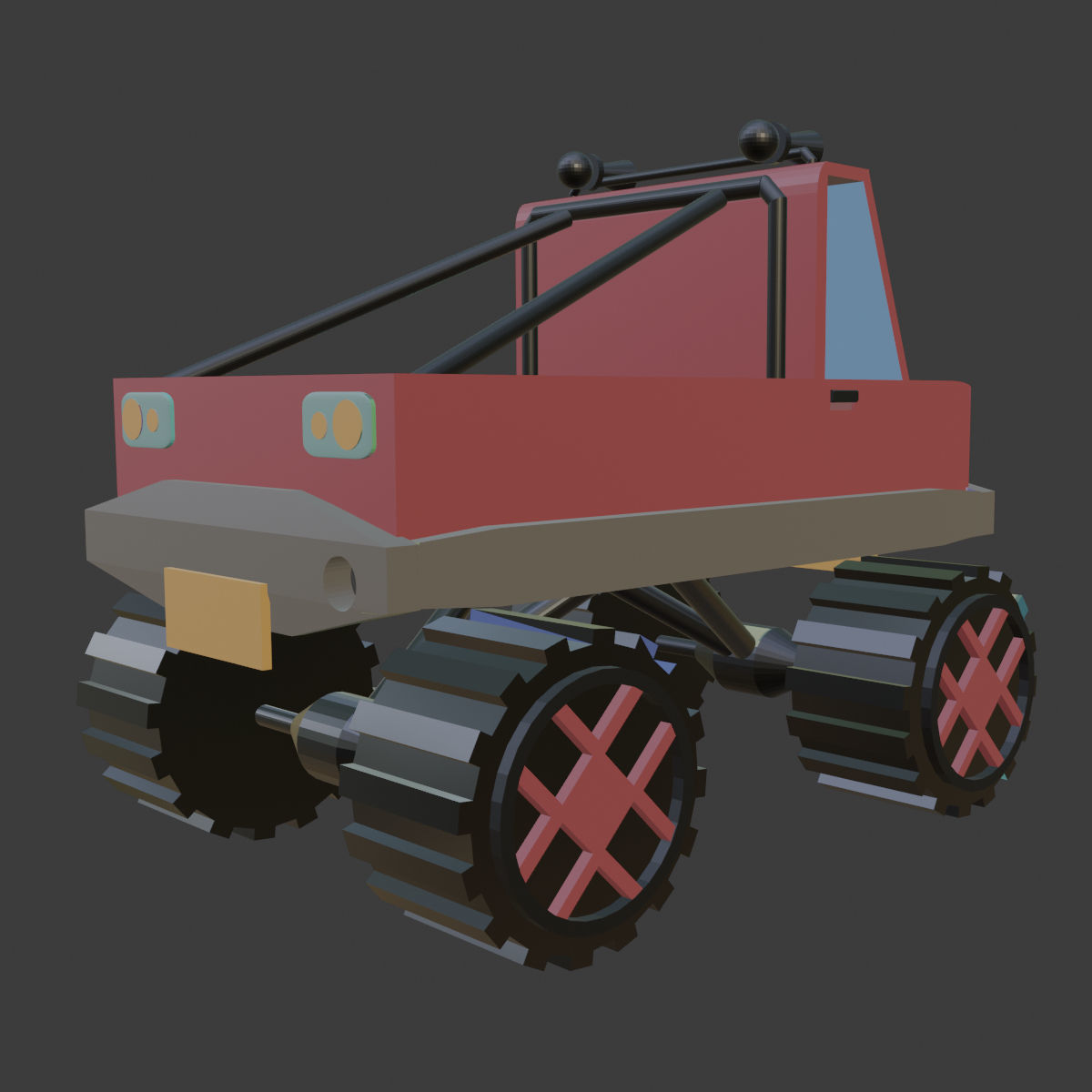 Low poly truck monster Low-poly 3D model_2