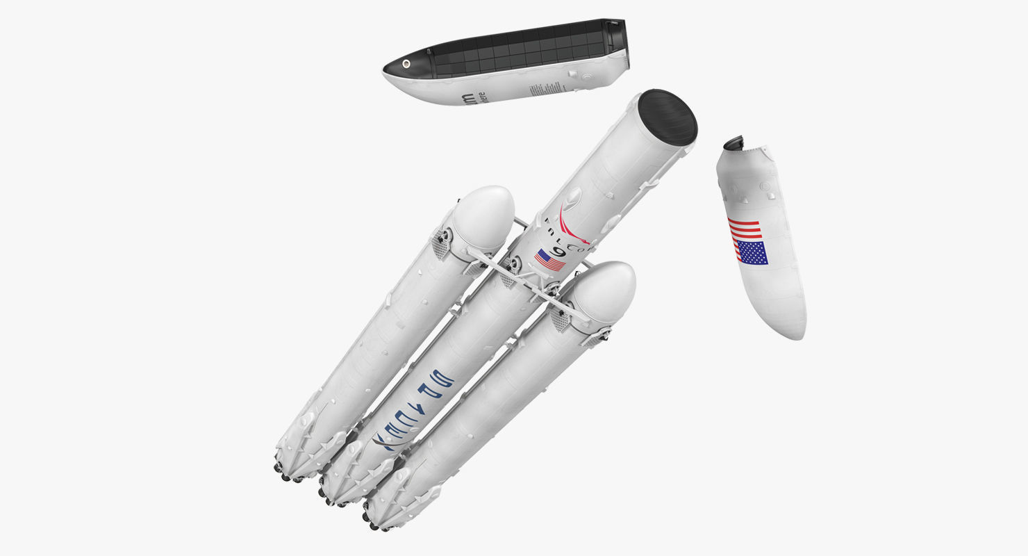 SpaceX Falcon Heavy Rocket Rigged 3D model