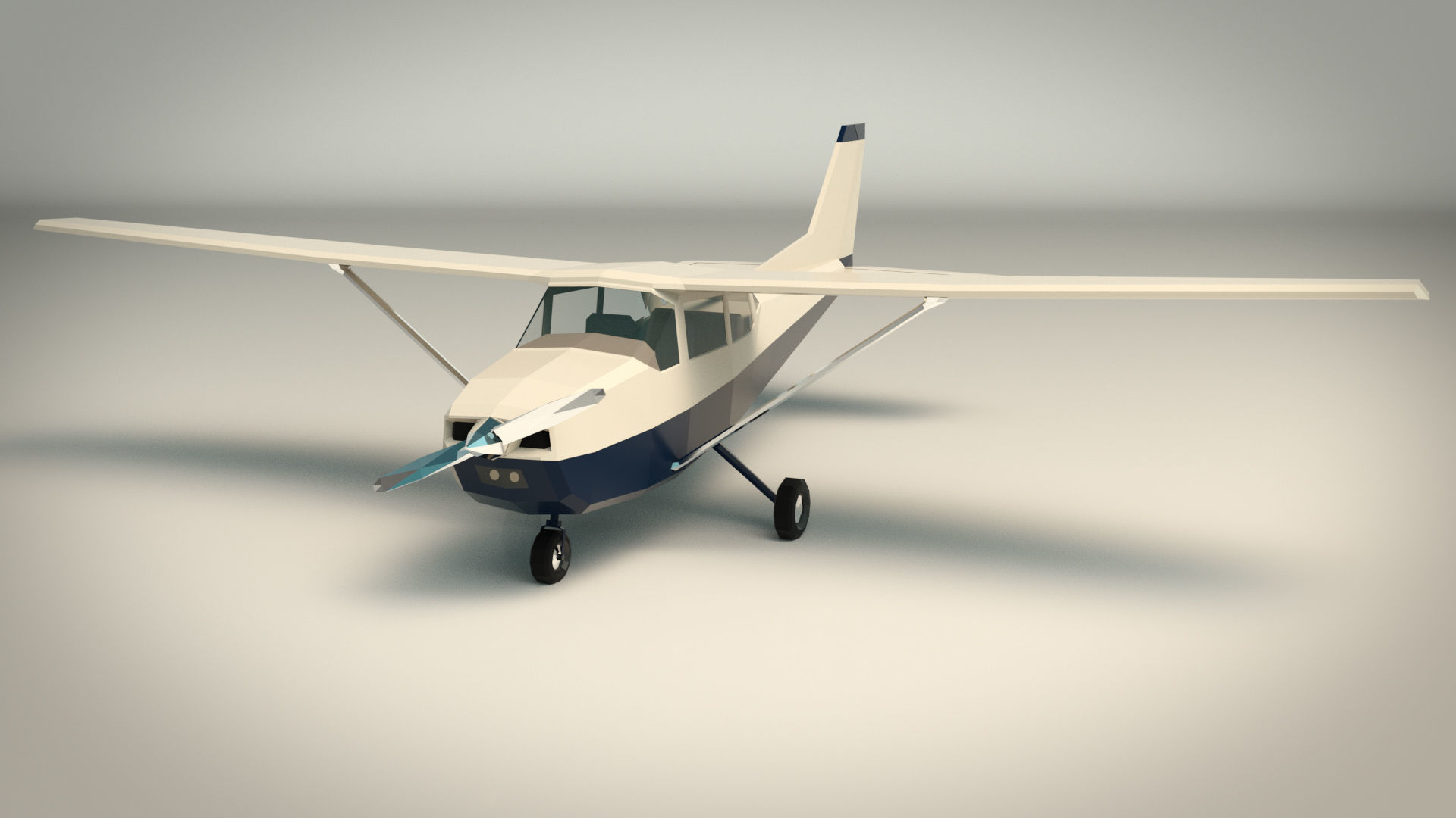 Low Poly Light Aircraft 01 Low-poly 3D model_3