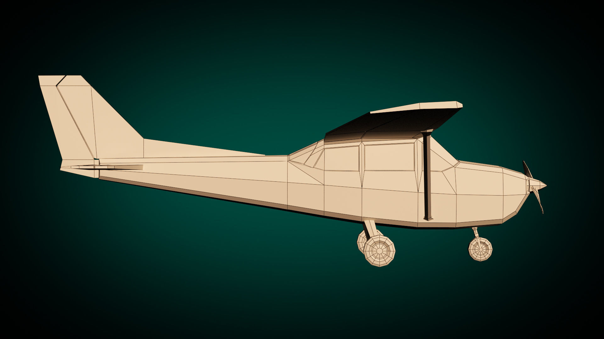 Low Poly Light Aircraft 01 Low-poly 3D model_12