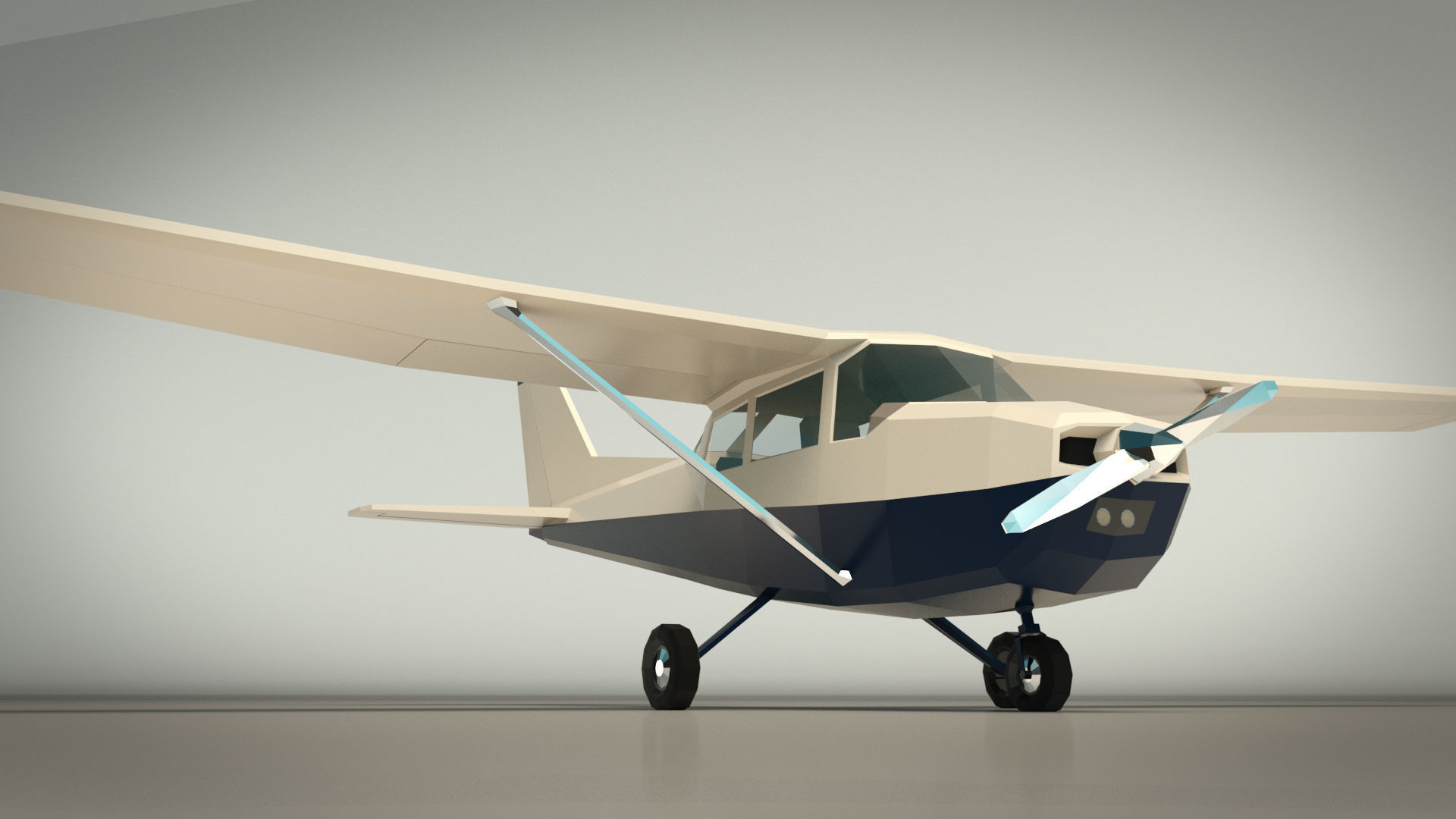 Low Poly Light Aircraft 01 Low-poly 3D model_7
