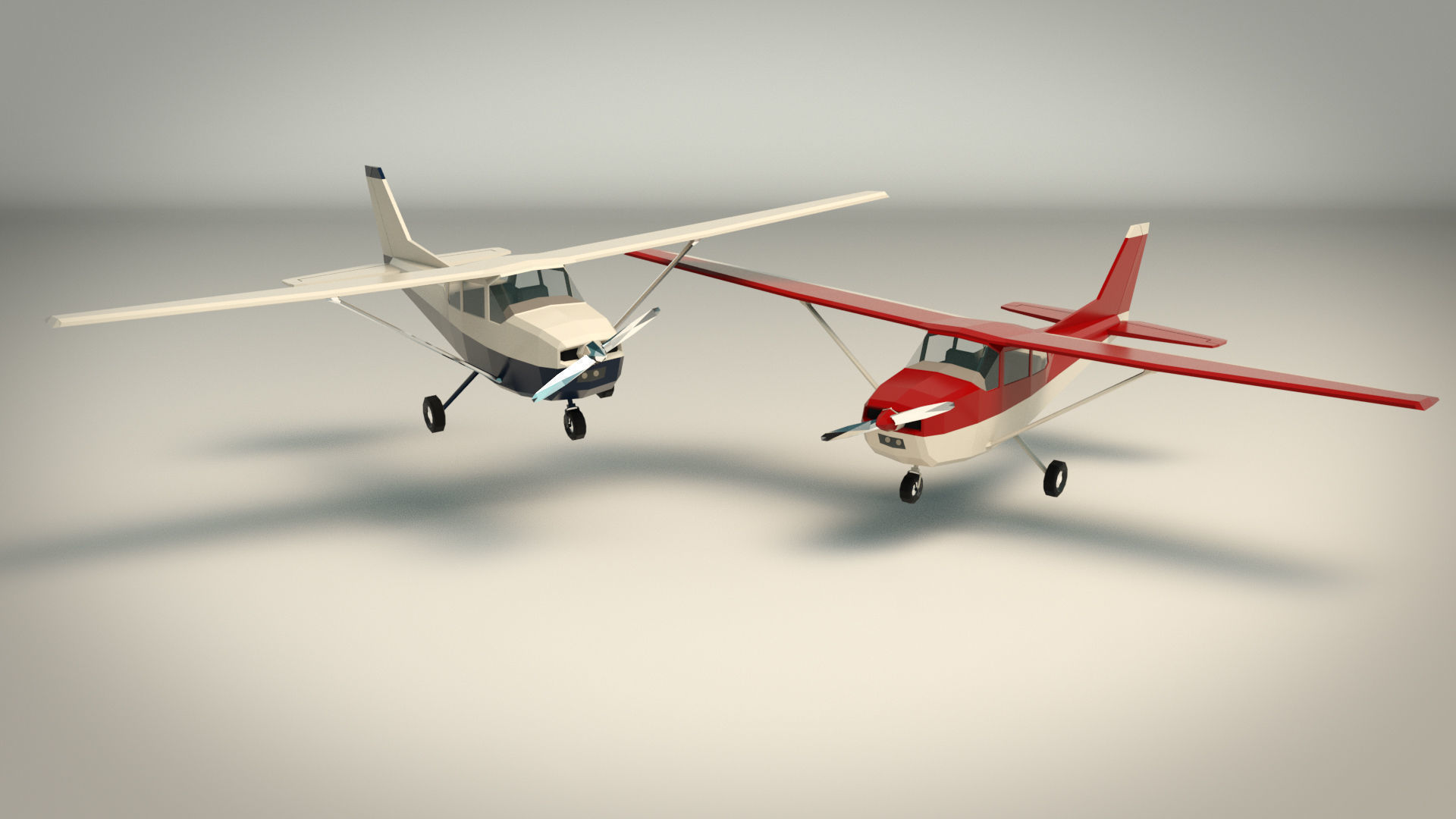 Low Poly Light Aircraft 01 Low-poly 3D model_2