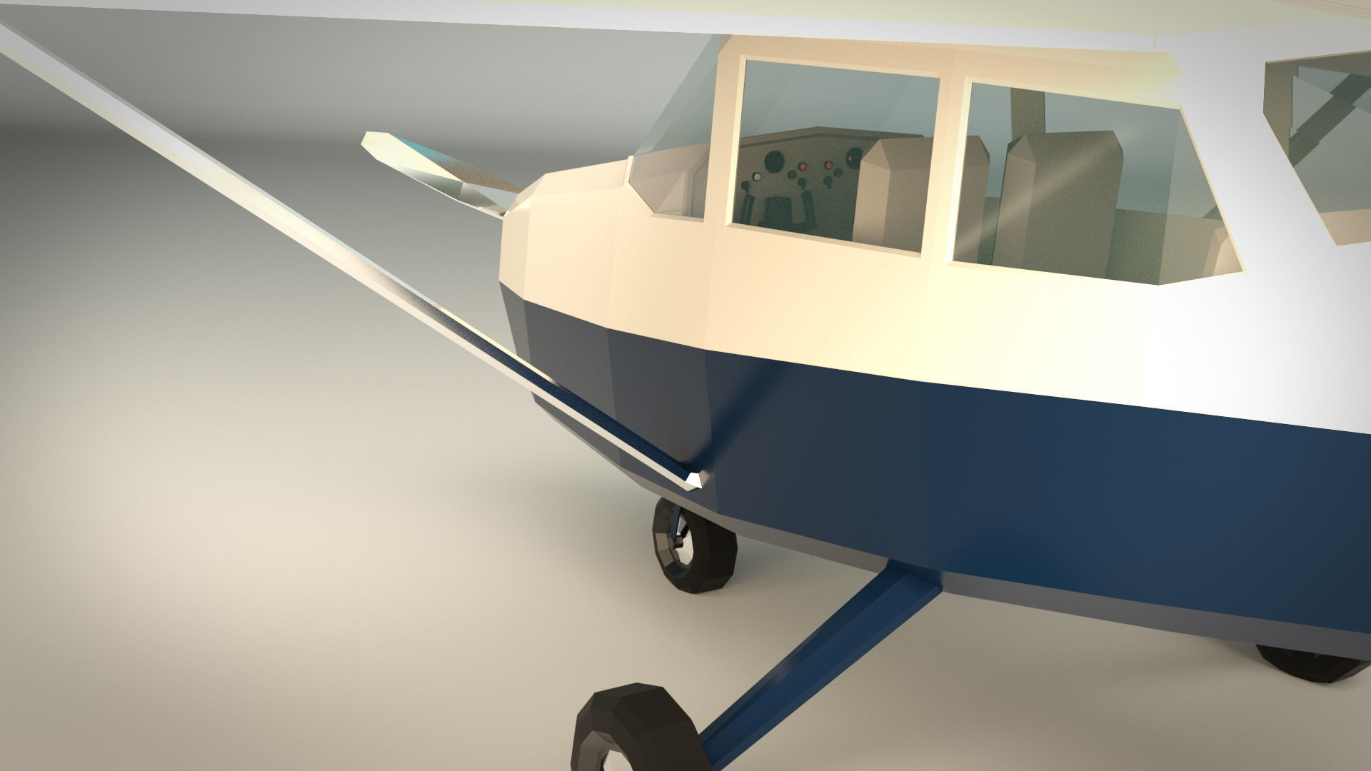 Low Poly Light Aircraft 01 Low-poly 3D model_9