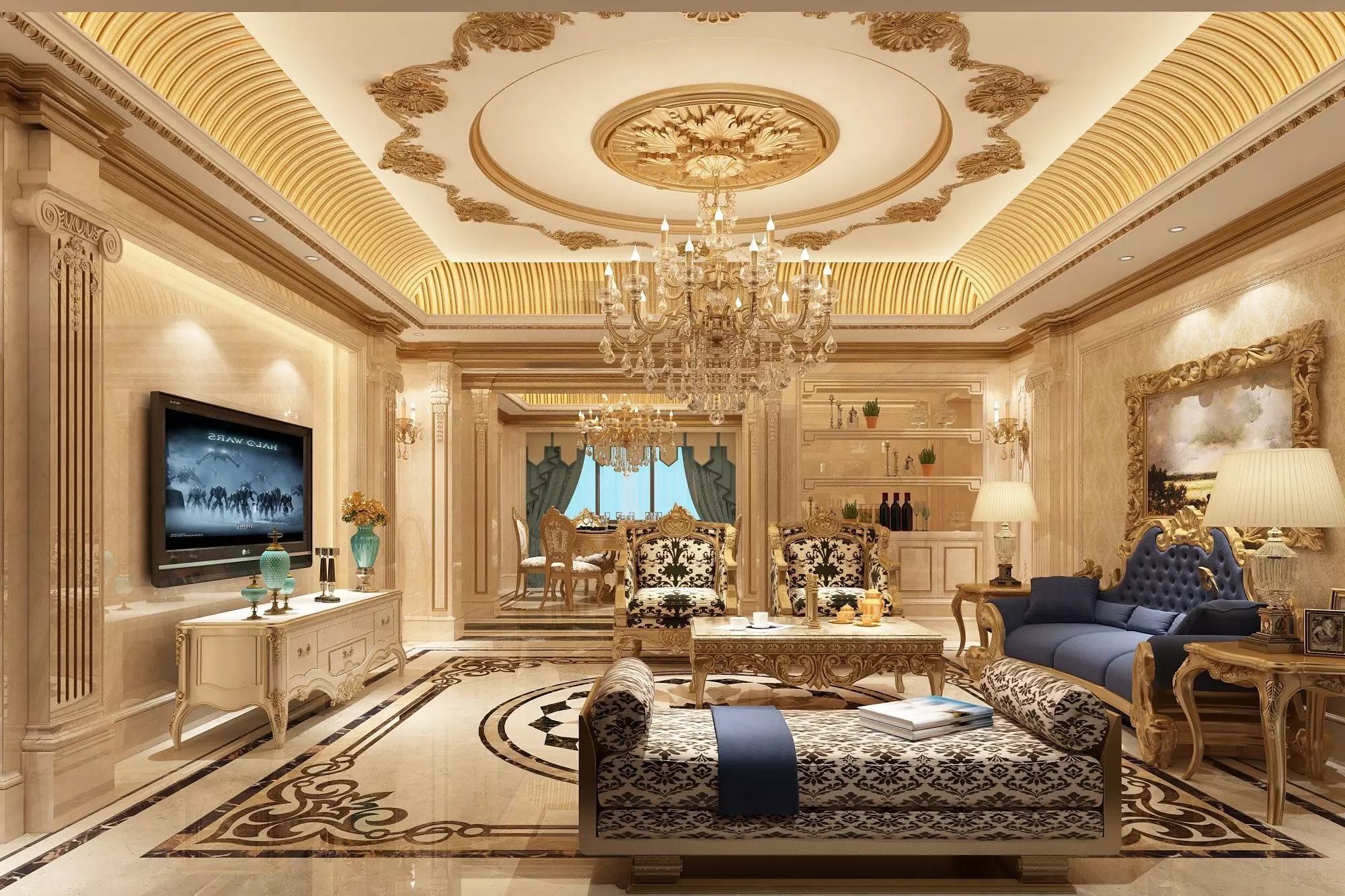 luxury home interior 3D model_0