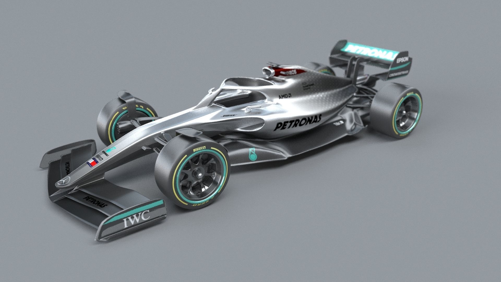 f1 mersedes petronas 2021 - 2023 concept Low-poly 3D model_3