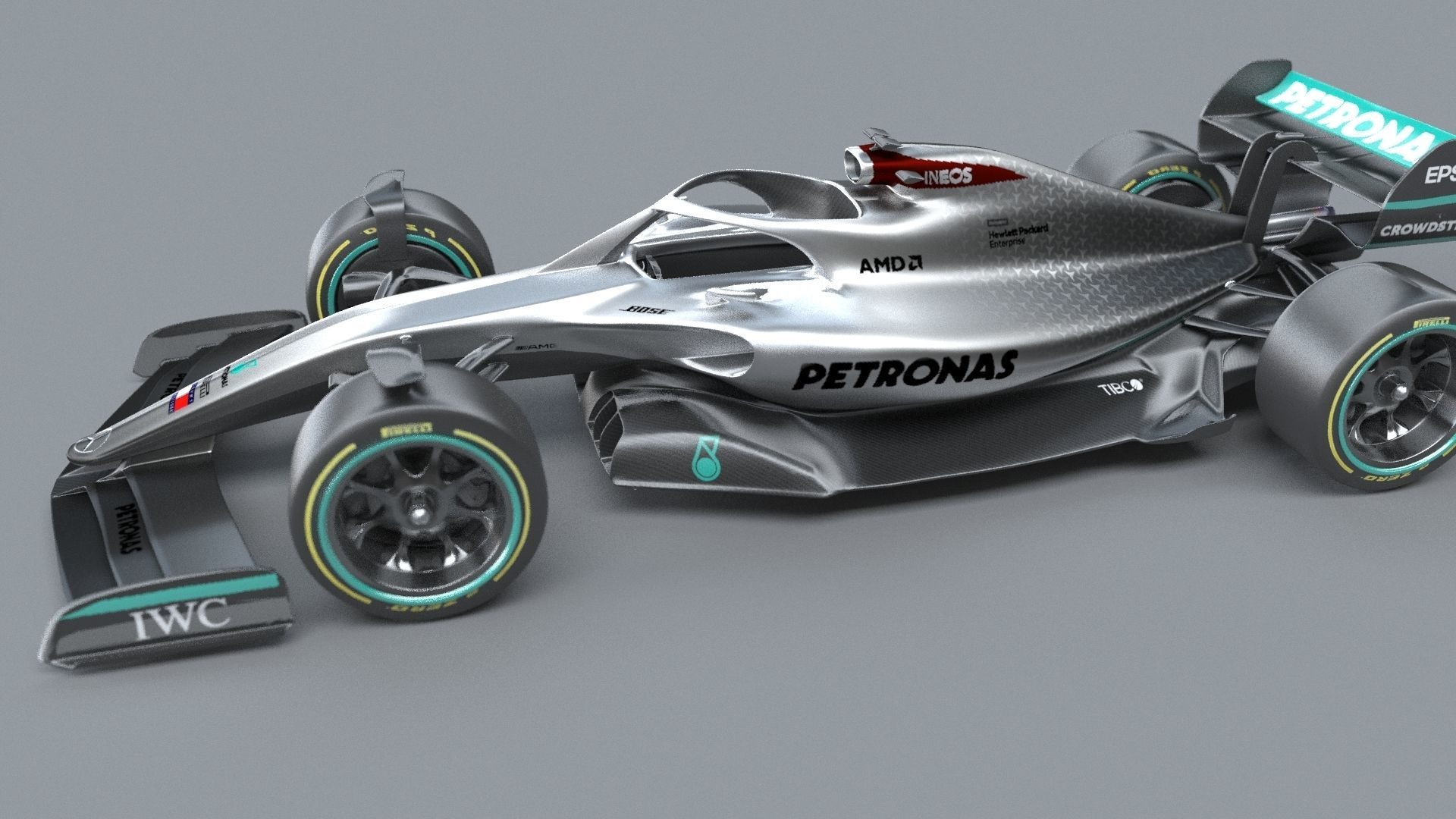 f1 mersedes petronas 2021 - 2023 concept Low-poly 3D model_7
