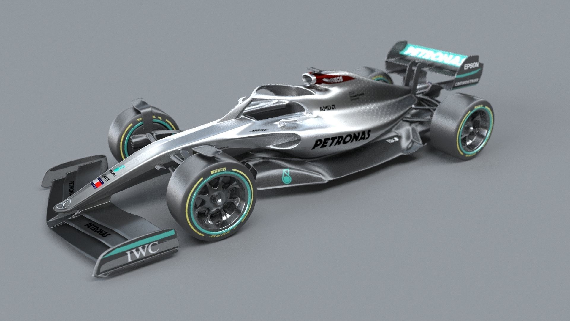 f1 mersedes petronas 2021 - 2023 concept Low-poly 3D model_4