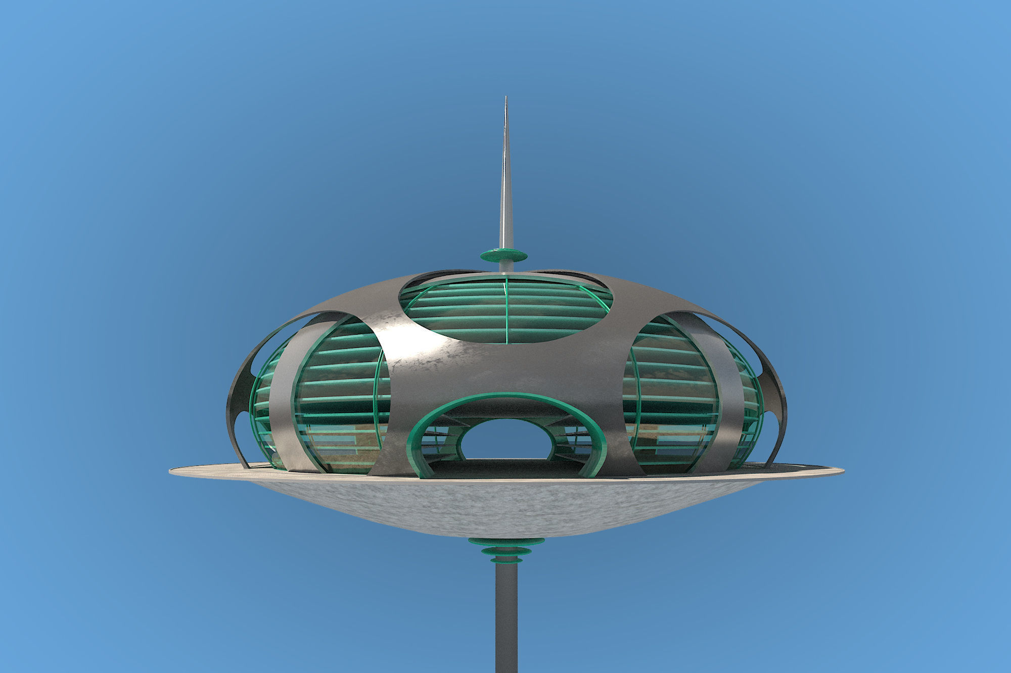 Futuristic Architecture Skyscraper 10 3D model_3