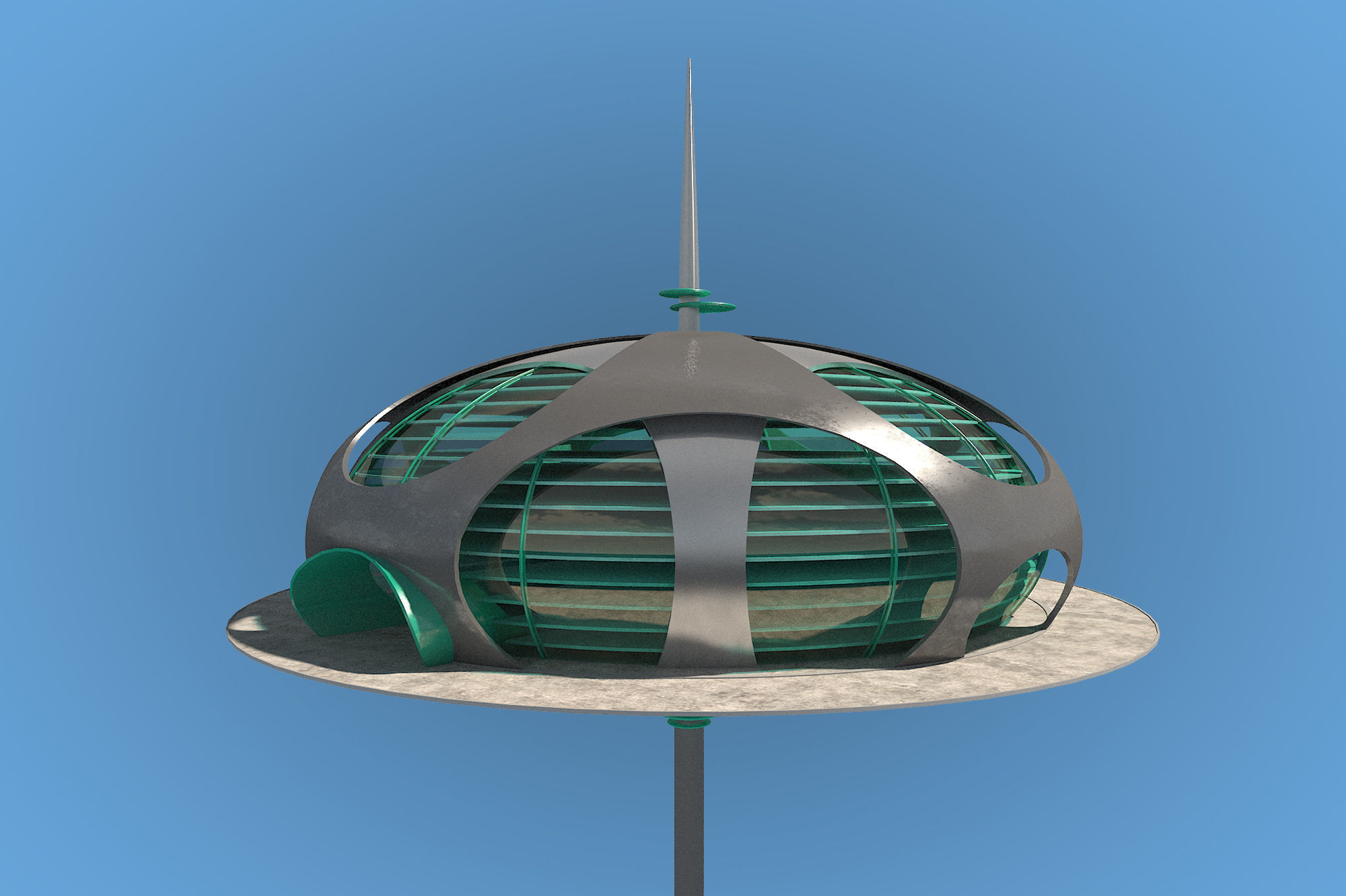 Futuristic Architecture Skyscraper 10 3D model_1