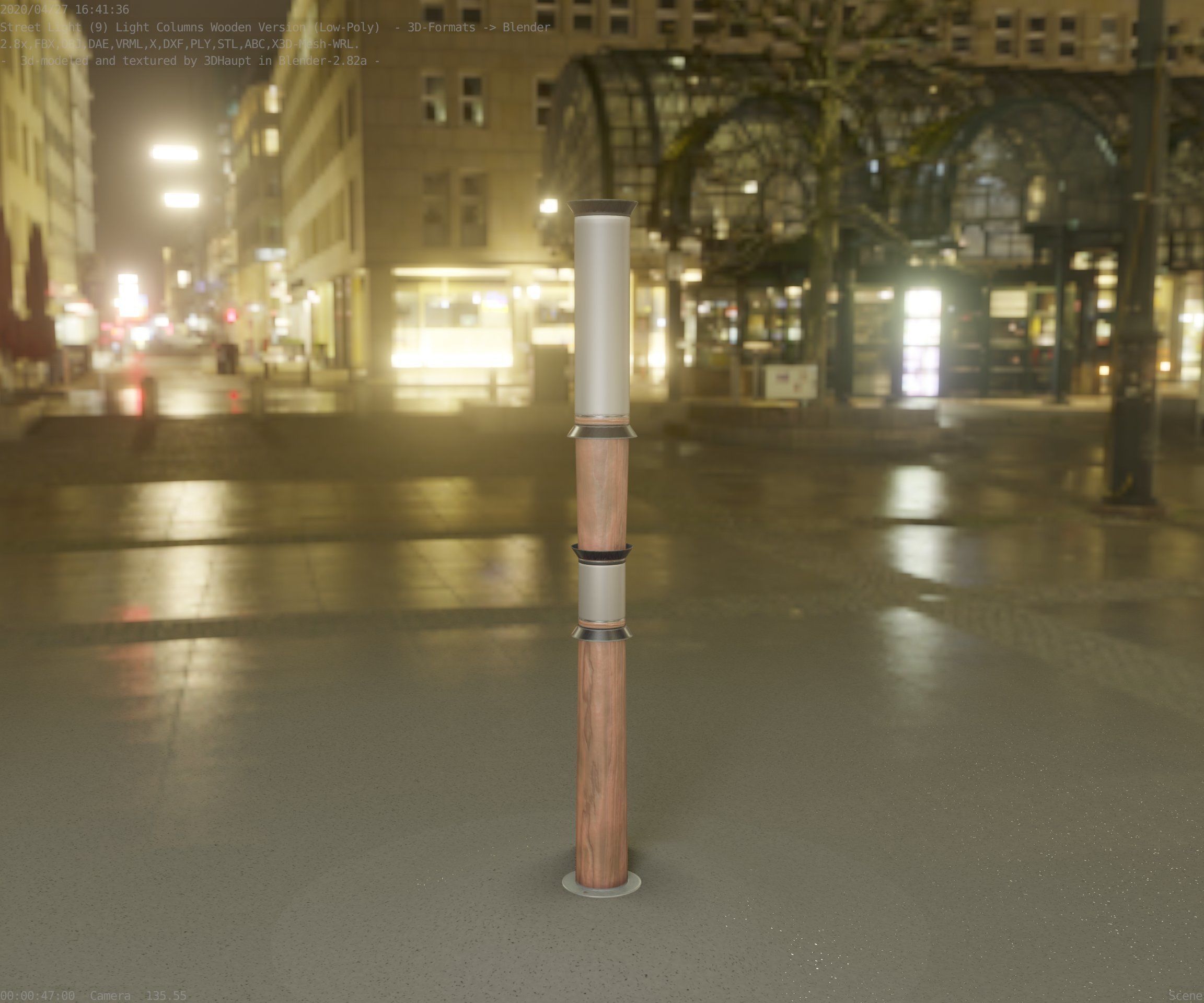 Wooden Light-Column 12 - Low-Poly Street-Light Set-9 Low-poly 3D model_28