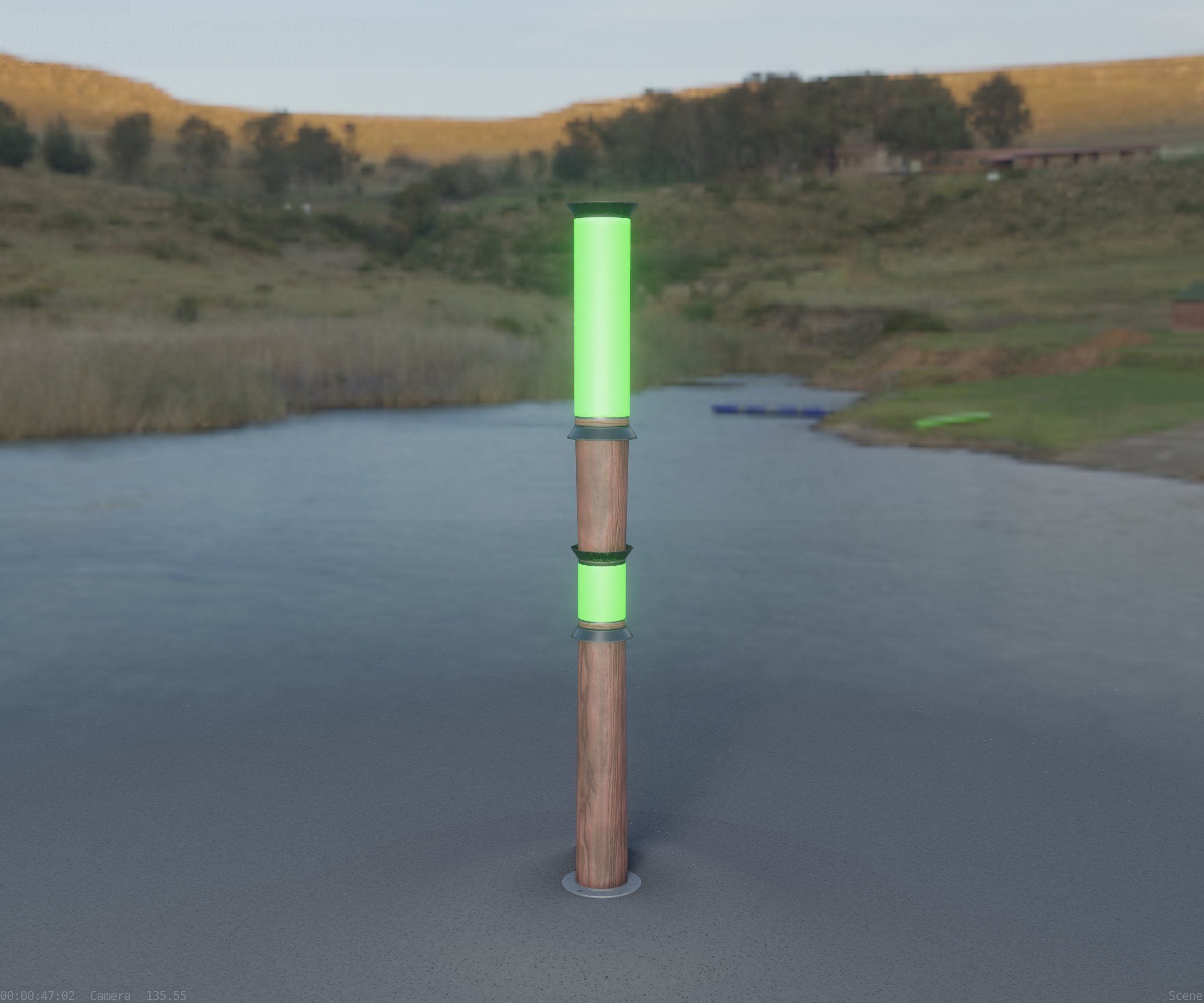 Wooden Light-Column 12 - Low-Poly Street-Light Set-9 Low-poly 3D model_30