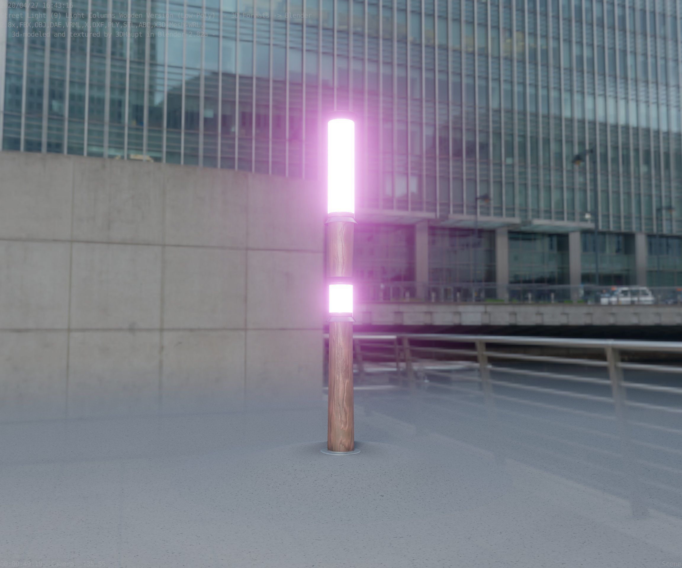Wooden Light-Column 12 - Low-Poly Street-Light Set-9 Low-poly 3D model_95