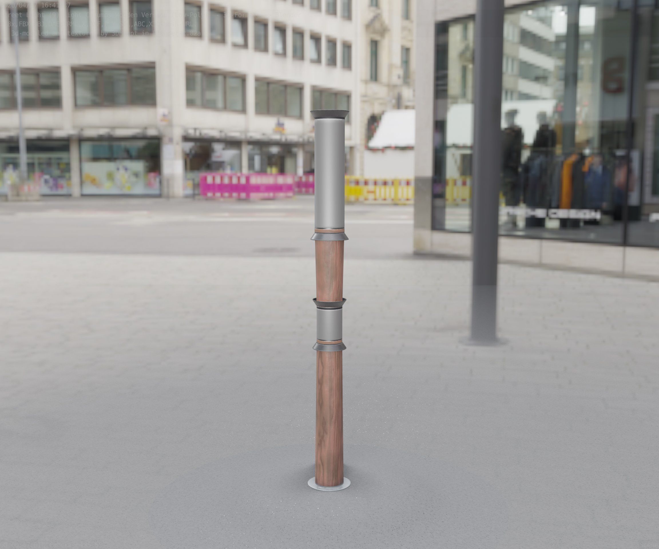 Wooden Light-Column 12 - Low-Poly Street-Light Set-9 Low-poly 3D model_29