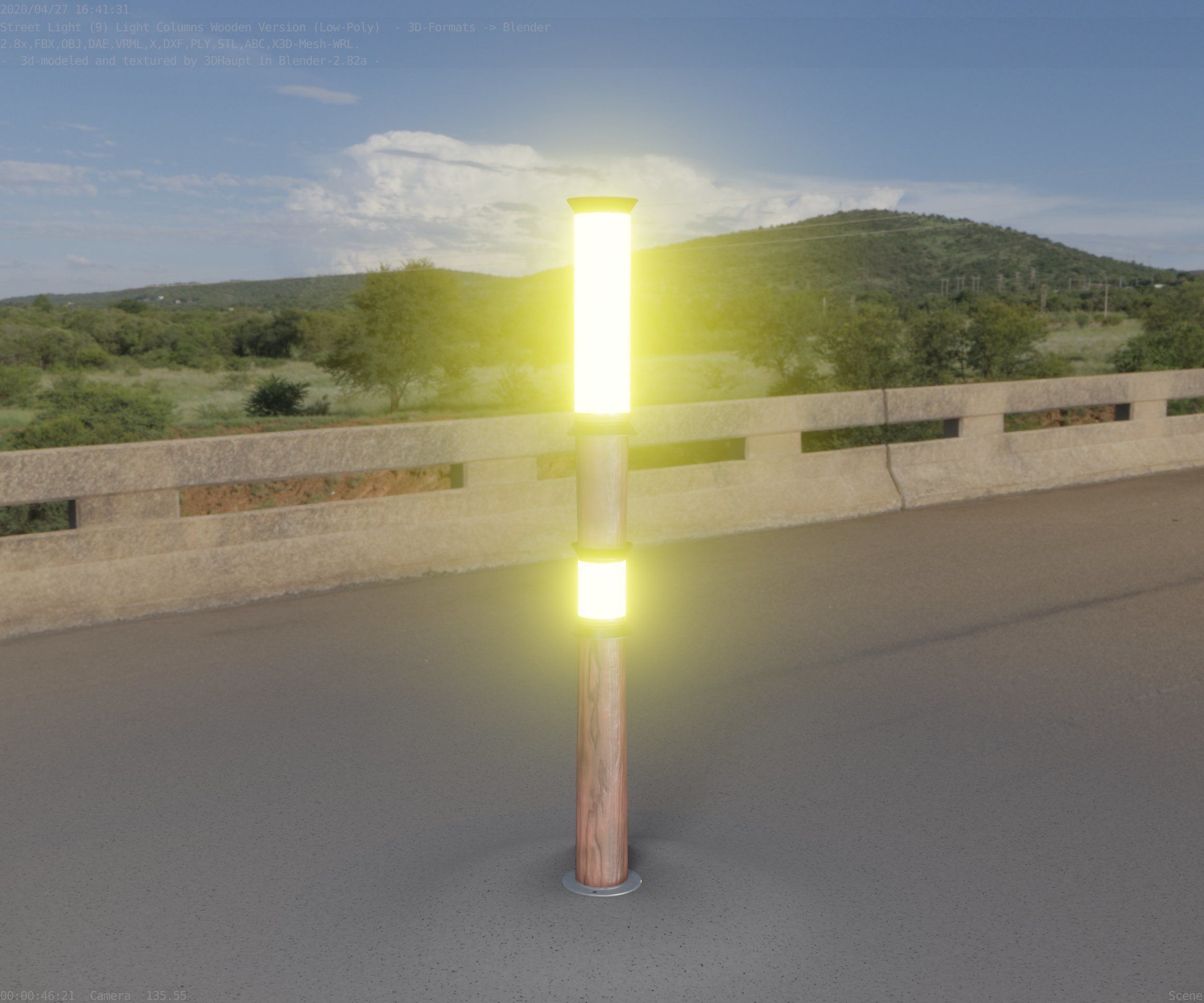 Wooden Light-Column 12 - Low-Poly Street-Light Set-9 Low-poly 3D model_25