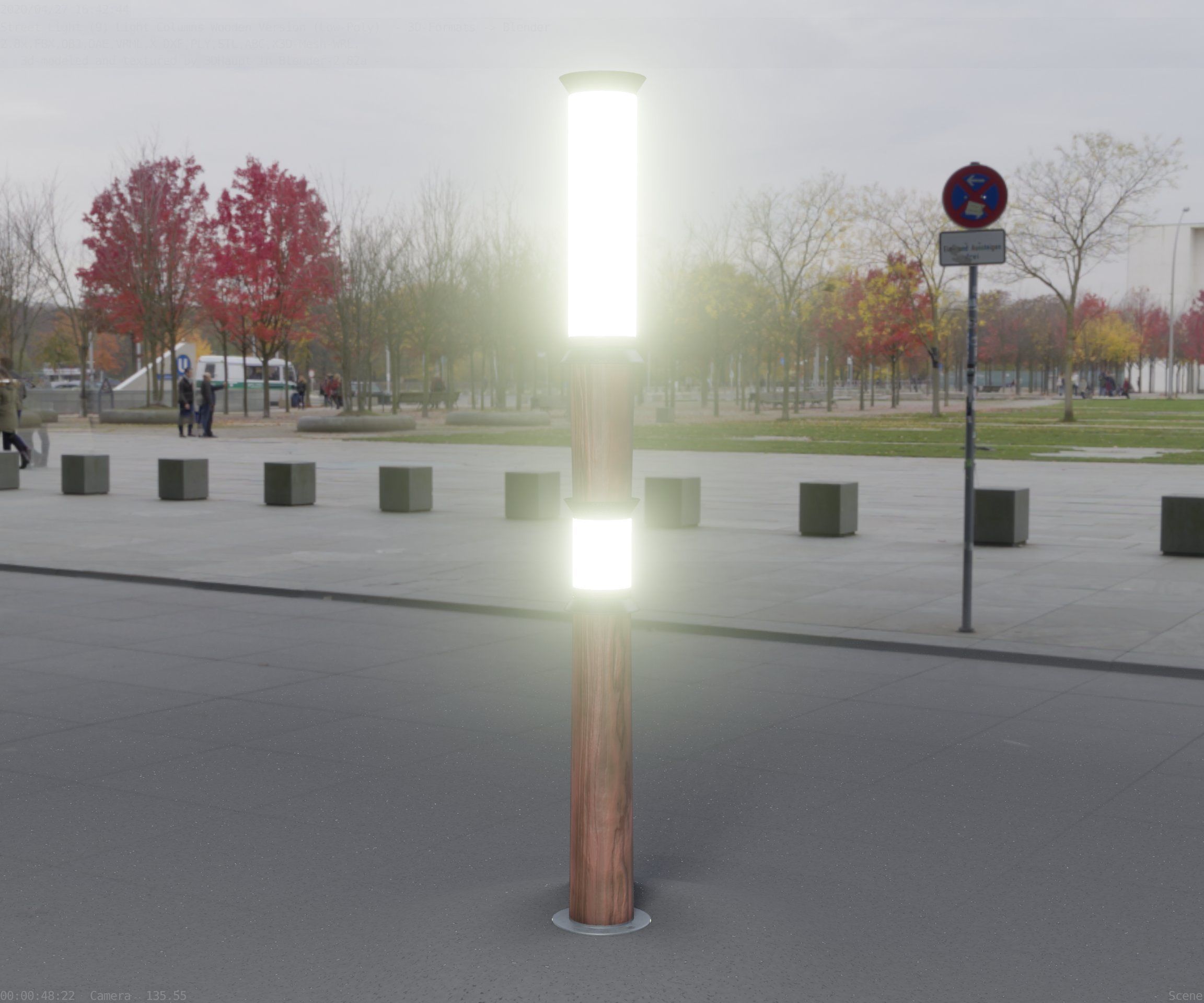 Wooden Light-Column 12 - Low-Poly Street-Light Set-9 Low-poly 3D model_74