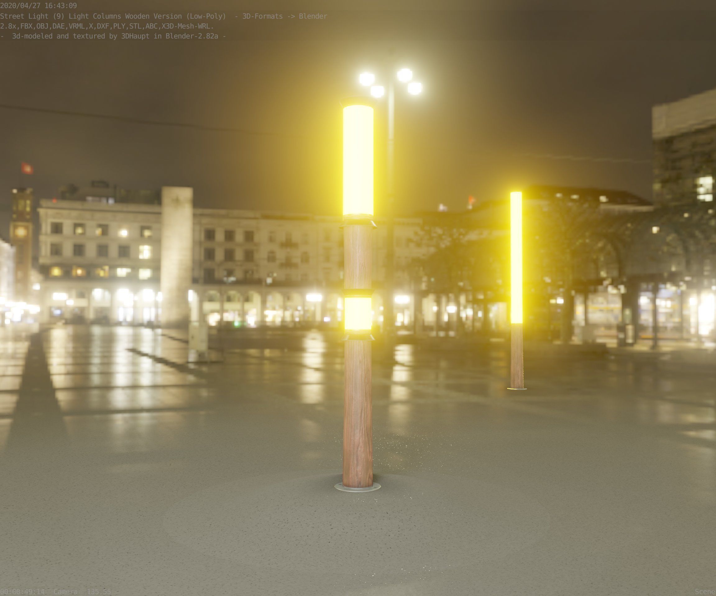 Wooden Light-Column 12 - Low-Poly Street-Light Set-9 Low-poly 3D model_90