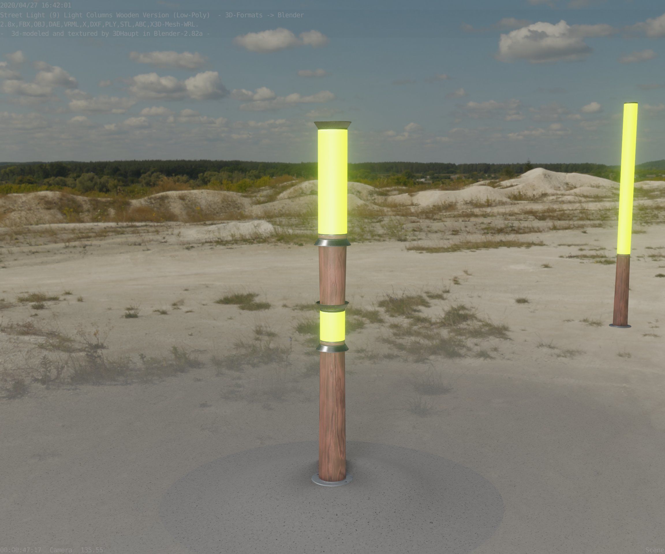 Wooden Light-Column 12 - Low-Poly Street-Light Set-9 Low-poly 3D model_45