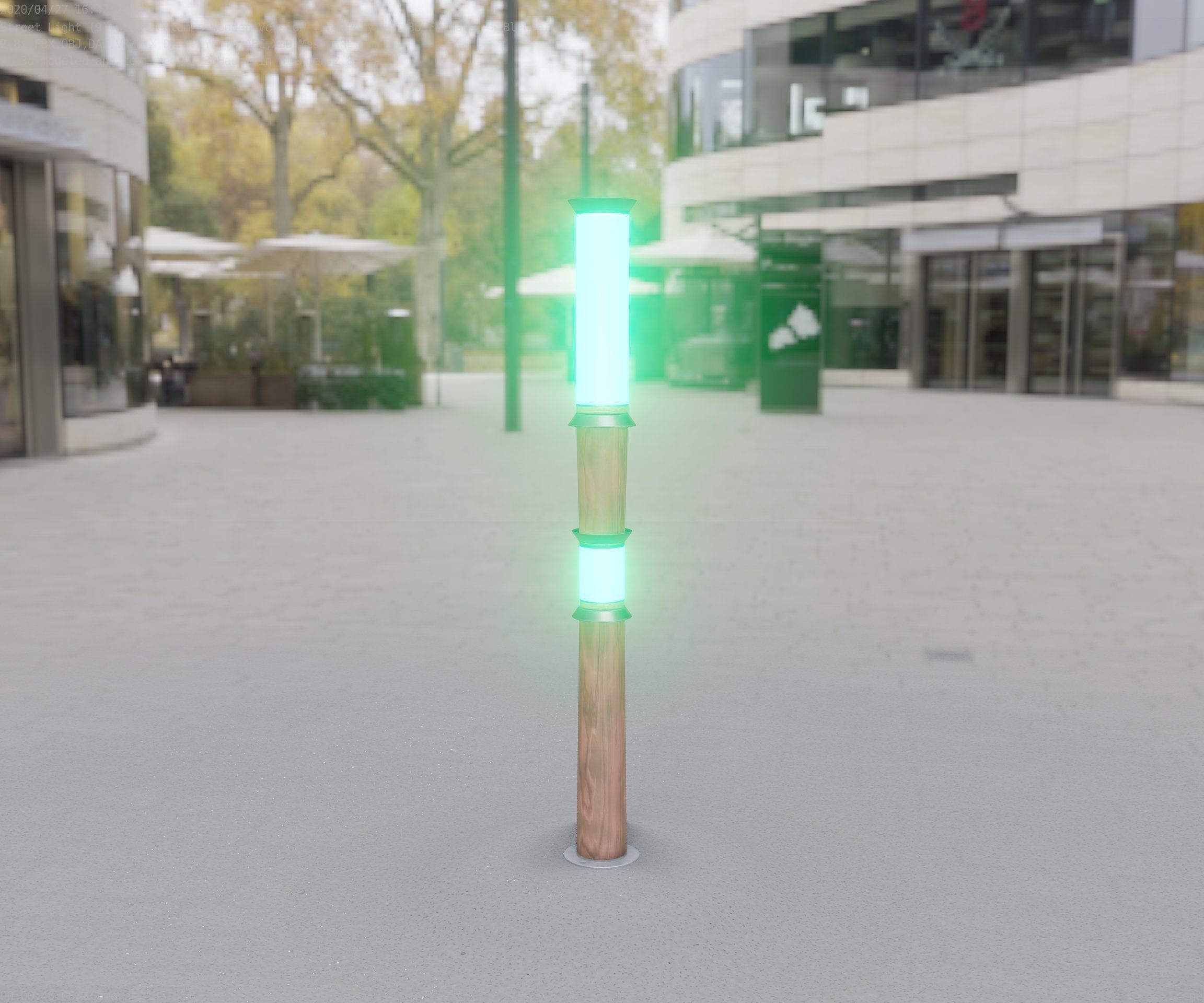 Wooden Light-Column 12 - Low-Poly Street-Light Set-9 Low-poly 3D model_60