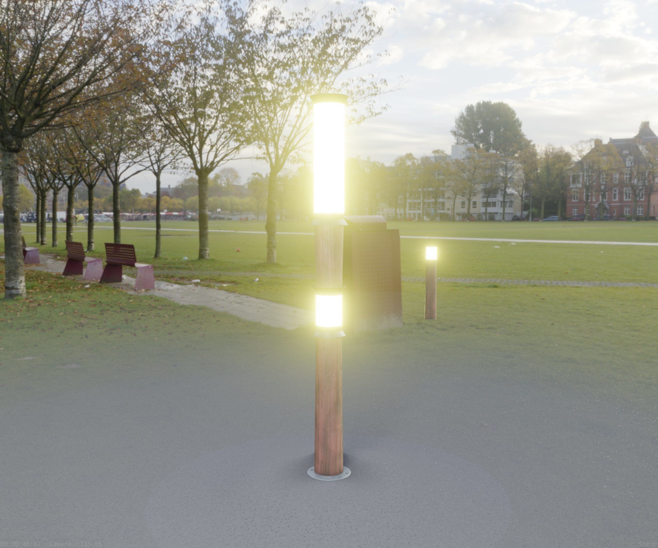 Wooden Light-Column 12 - Low-Poly Street-Light Set-9 Low-poly 3D model_11