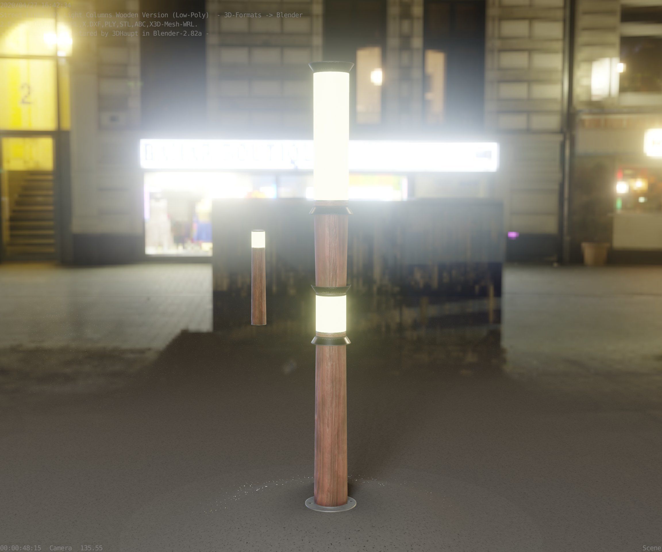 Wooden Light-Column 12 - Low-Poly Street-Light Set-9 Low-poly 3D model_67