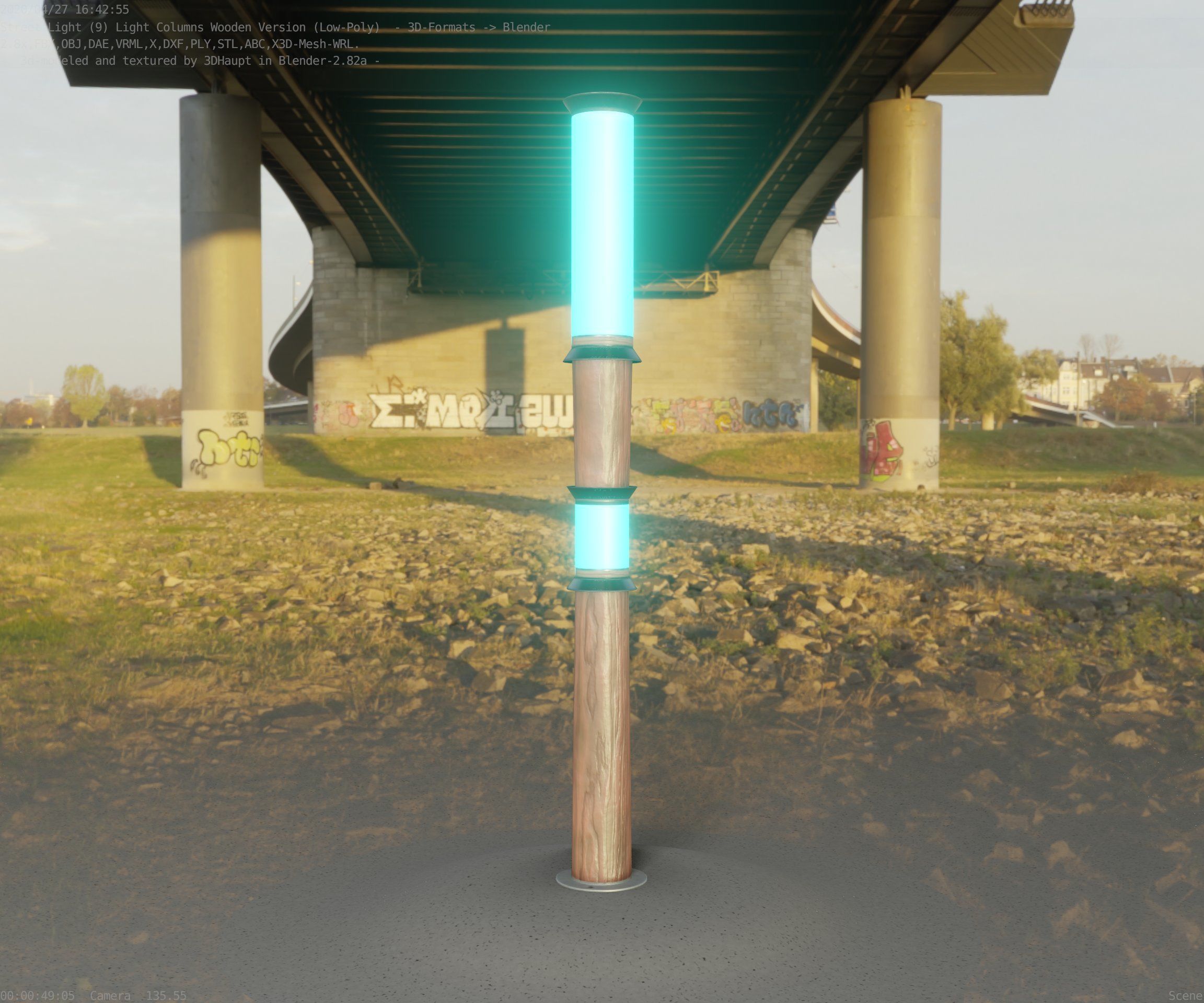 Wooden Light-Column 12 - Low-Poly Street-Light Set-9 Low-poly 3D model_81