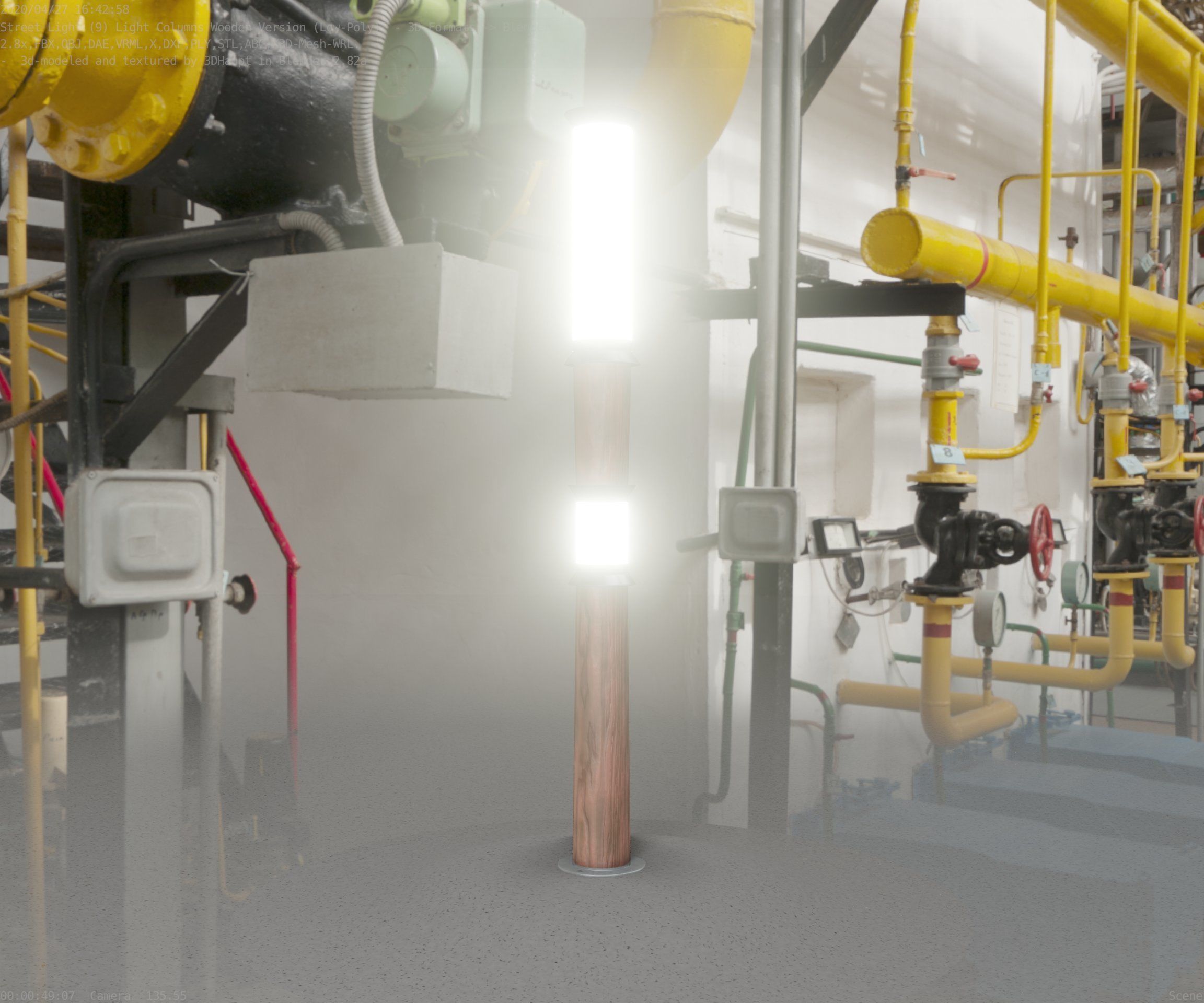 Wooden Light-Column 12 - Low-Poly Street-Light Set-9 Low-poly 3D model_83