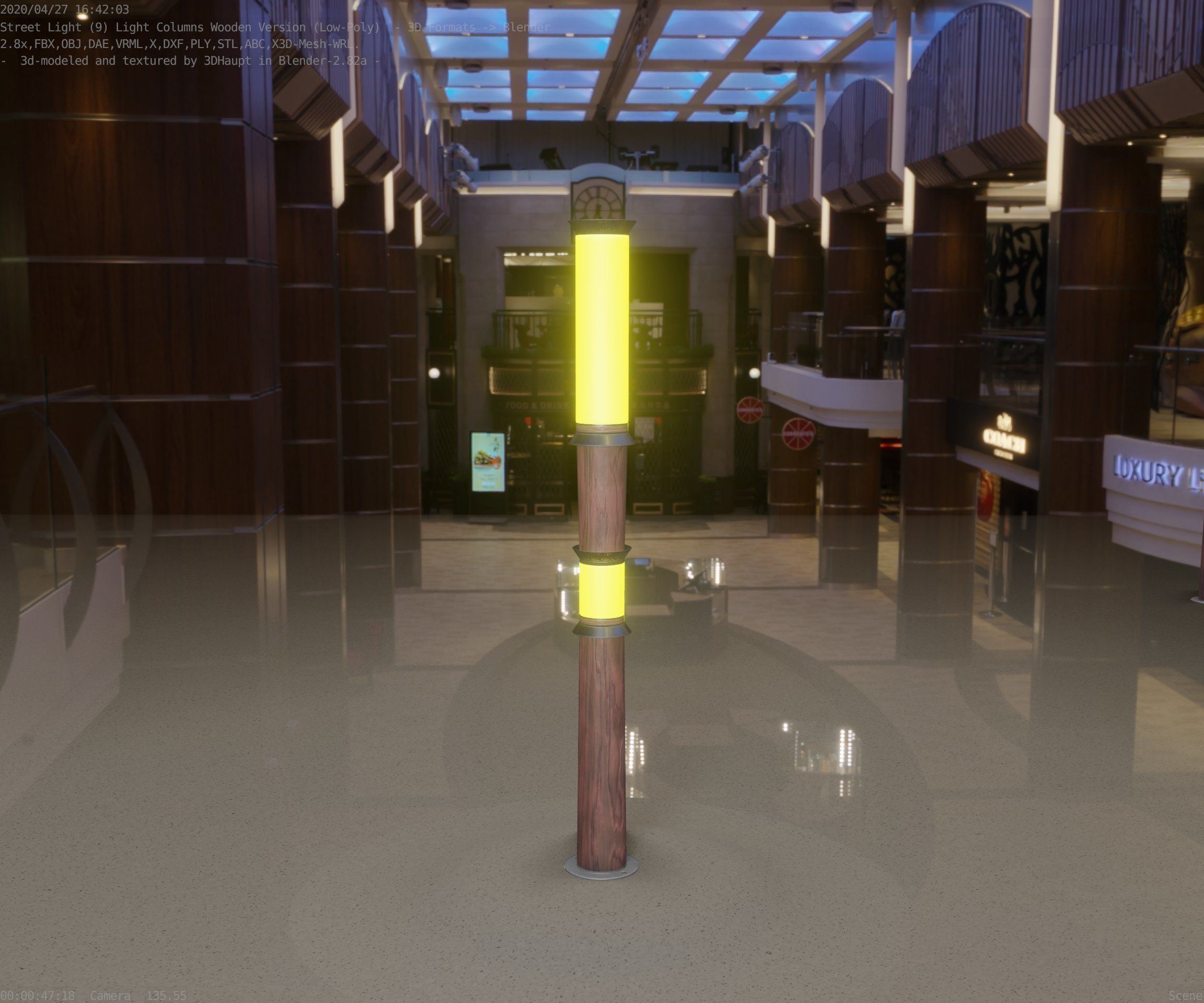 Wooden Light-Column 12 - Low-Poly Street-Light Set-9 Low-poly 3D model_46