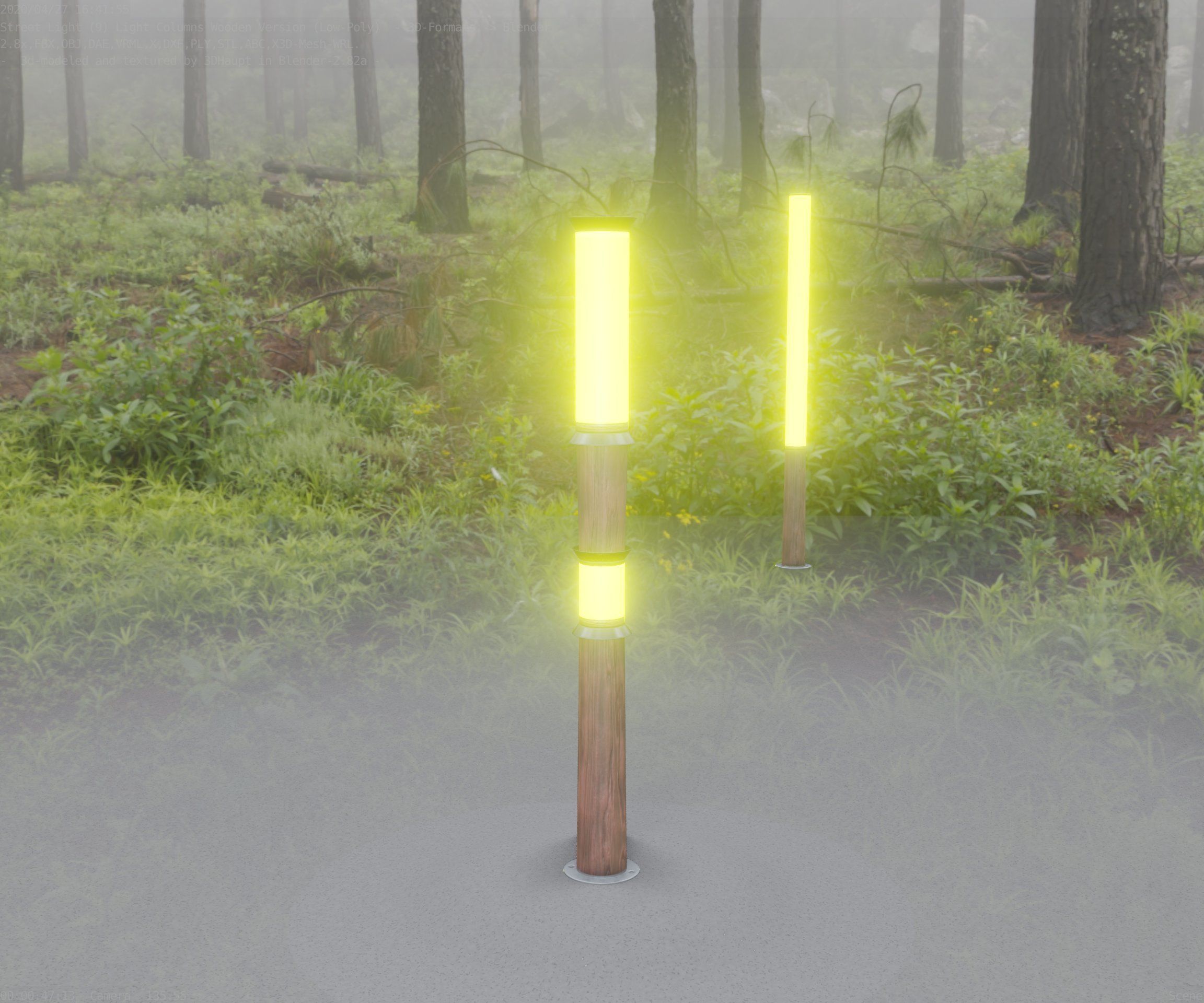 Wooden Light-Column 12 - Low-Poly Street-Light Set-9 Low-poly 3D model_41