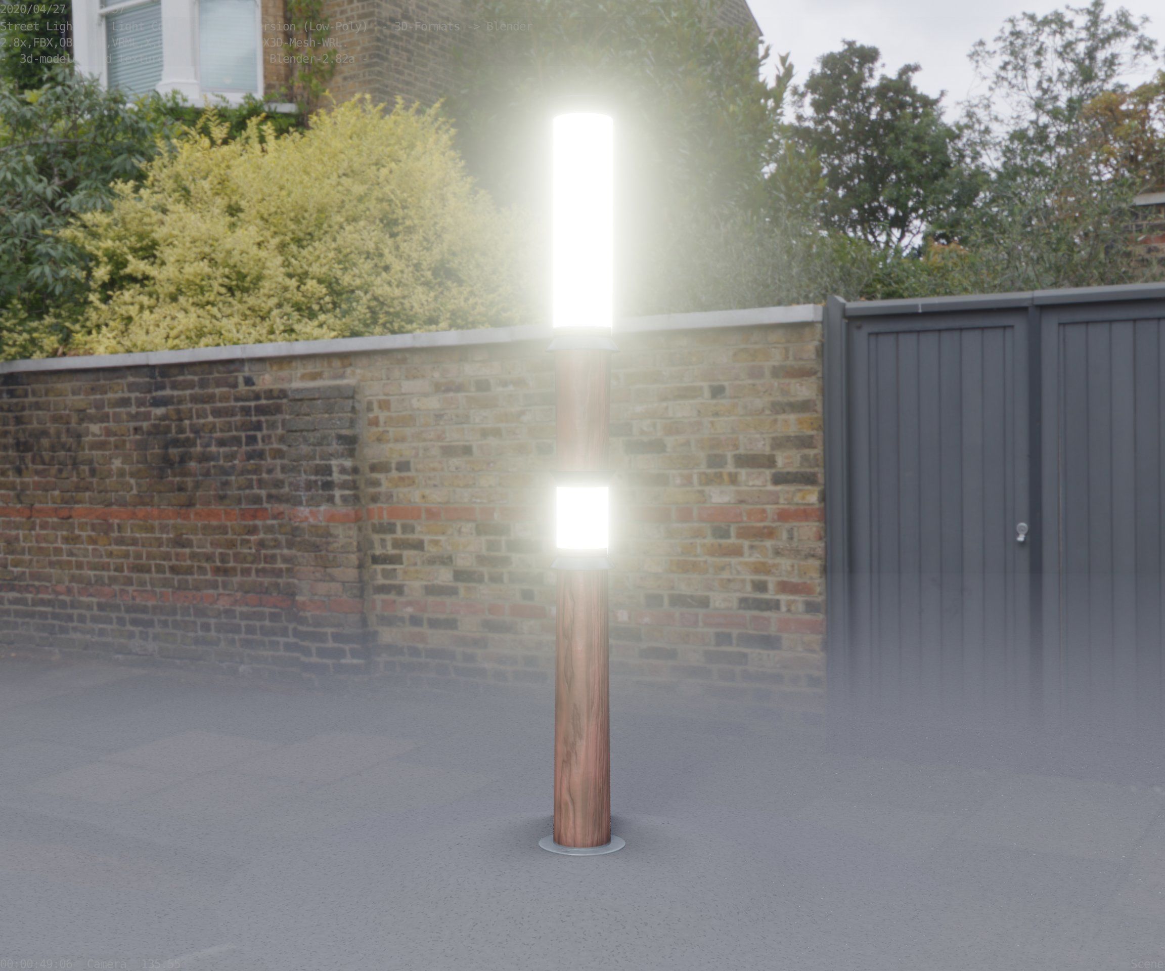 Wooden Light-Column 12 - Low-Poly Street-Light Set-9 Low-poly 3D model_82