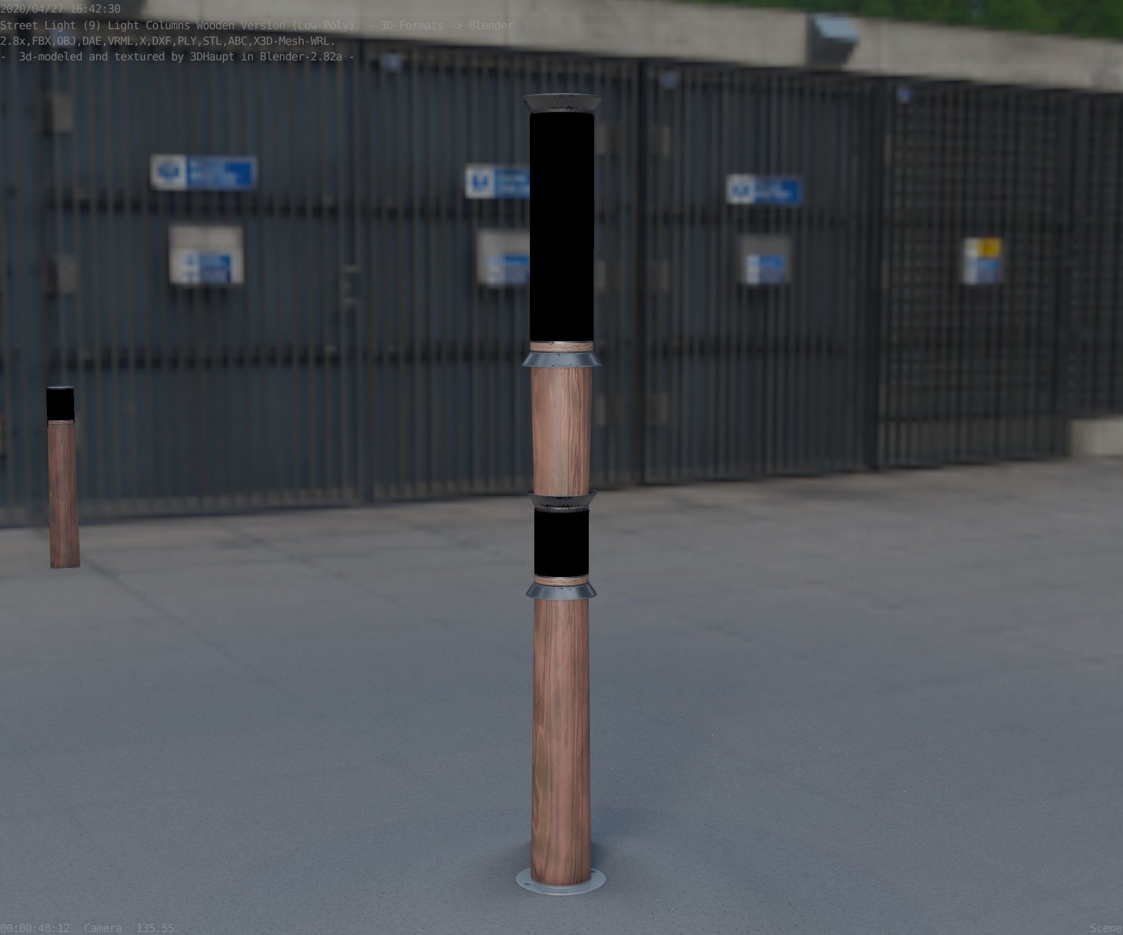 Wooden Light-Column 12 - Low-Poly Street-Light Set-9 Low-poly 3D model_64