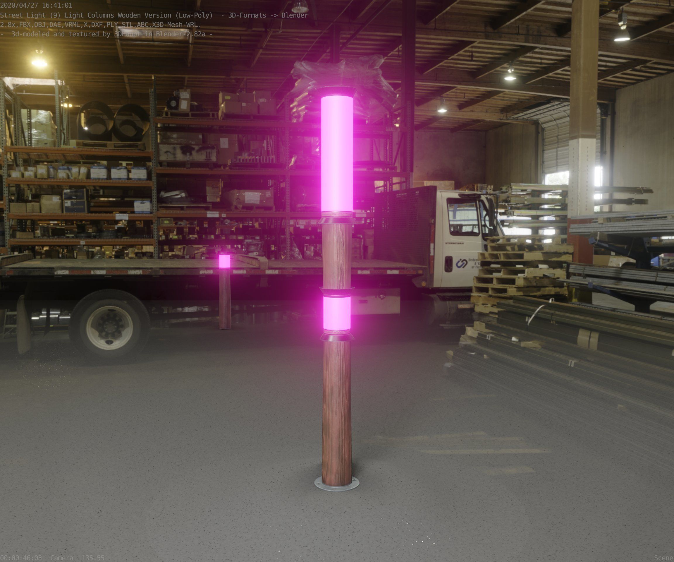 Wooden Light-Column 12 - Low-Poly Street-Light Set-9 Low-poly 3D model_7