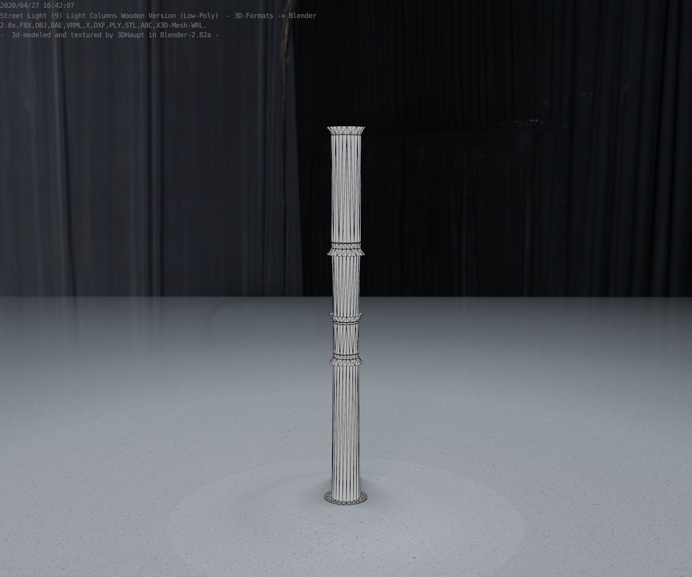 Wooden Light-Column 12 - Low-Poly Street-Light Set-9 Low-poly 3D model_49