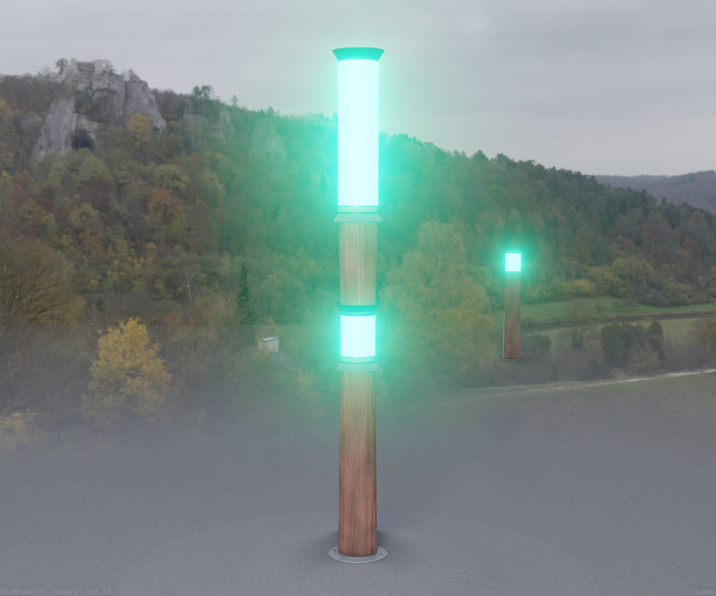 Wooden Light-Column 12 - Low-Poly Street-Light Set-9 Low-poly 3D model_70